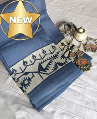 Slate Colour Pure Silk with Blouse Piece