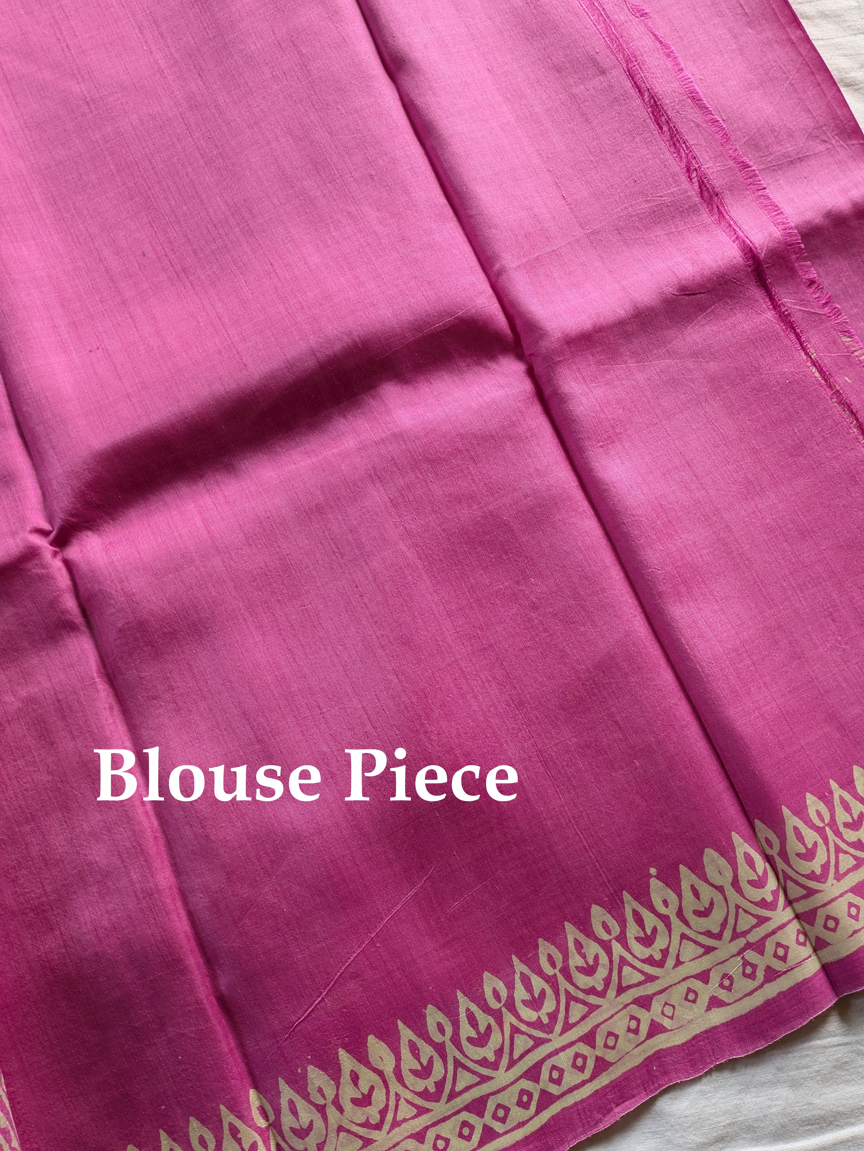 Bishnupuri Block Print Katan Silk Sari with Blousepiece
