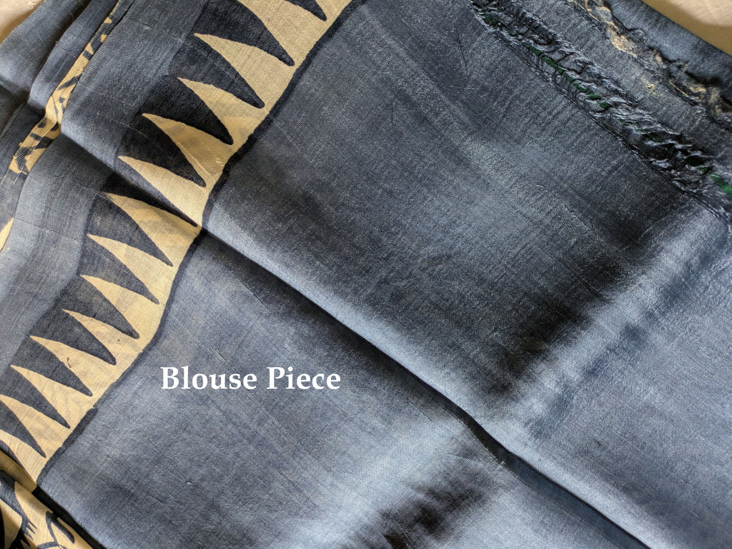 Slate Colour Pure Silk with Blouse Piece