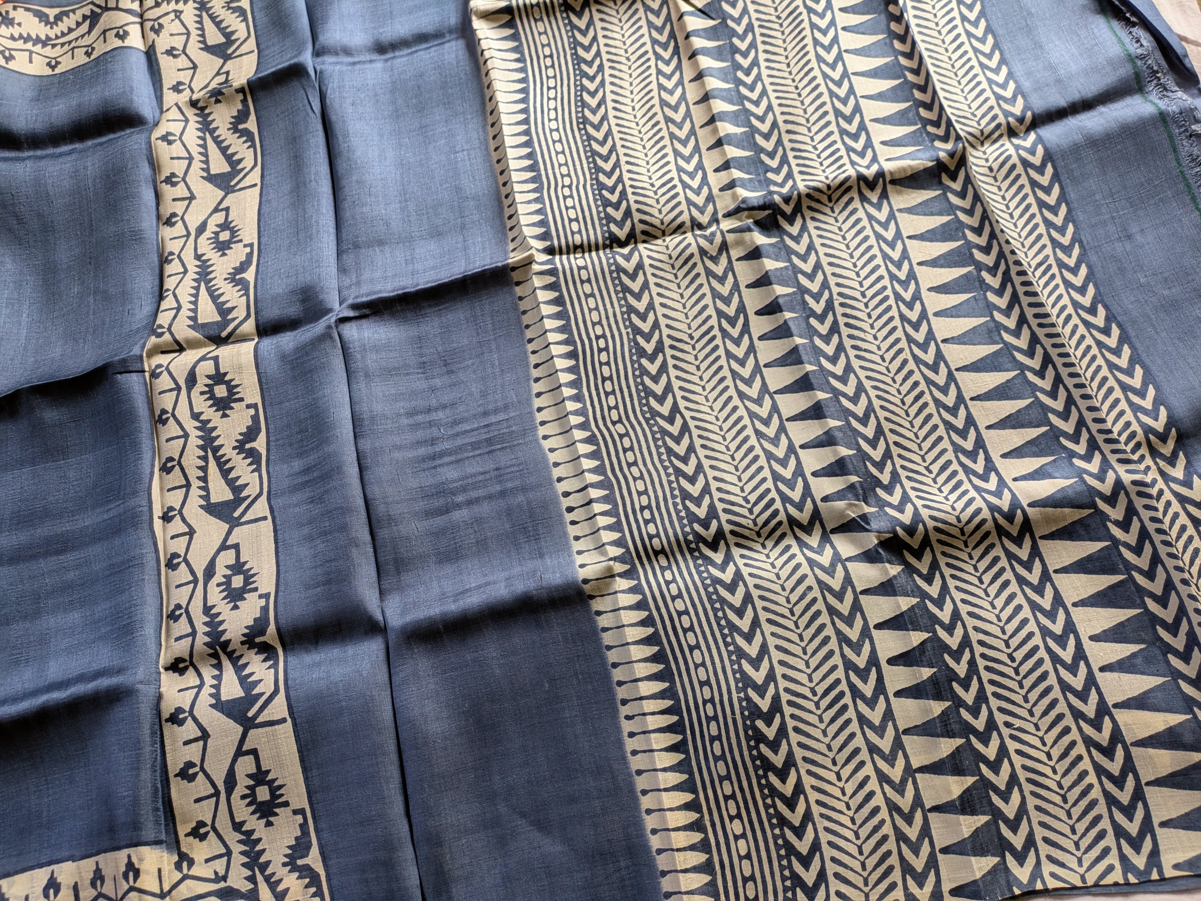 Slate Colour Pure Silk with Blouse Piece