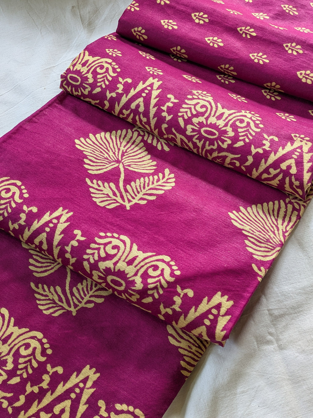 Chanderi Block Print Sari with Blouse Piece