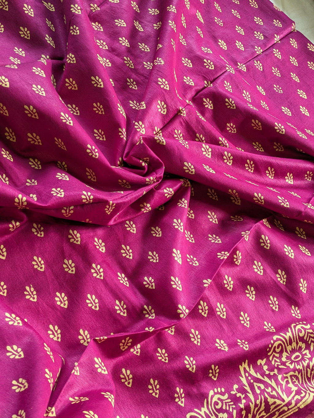 Chanderi Block Print Sari with Blouse Piece
