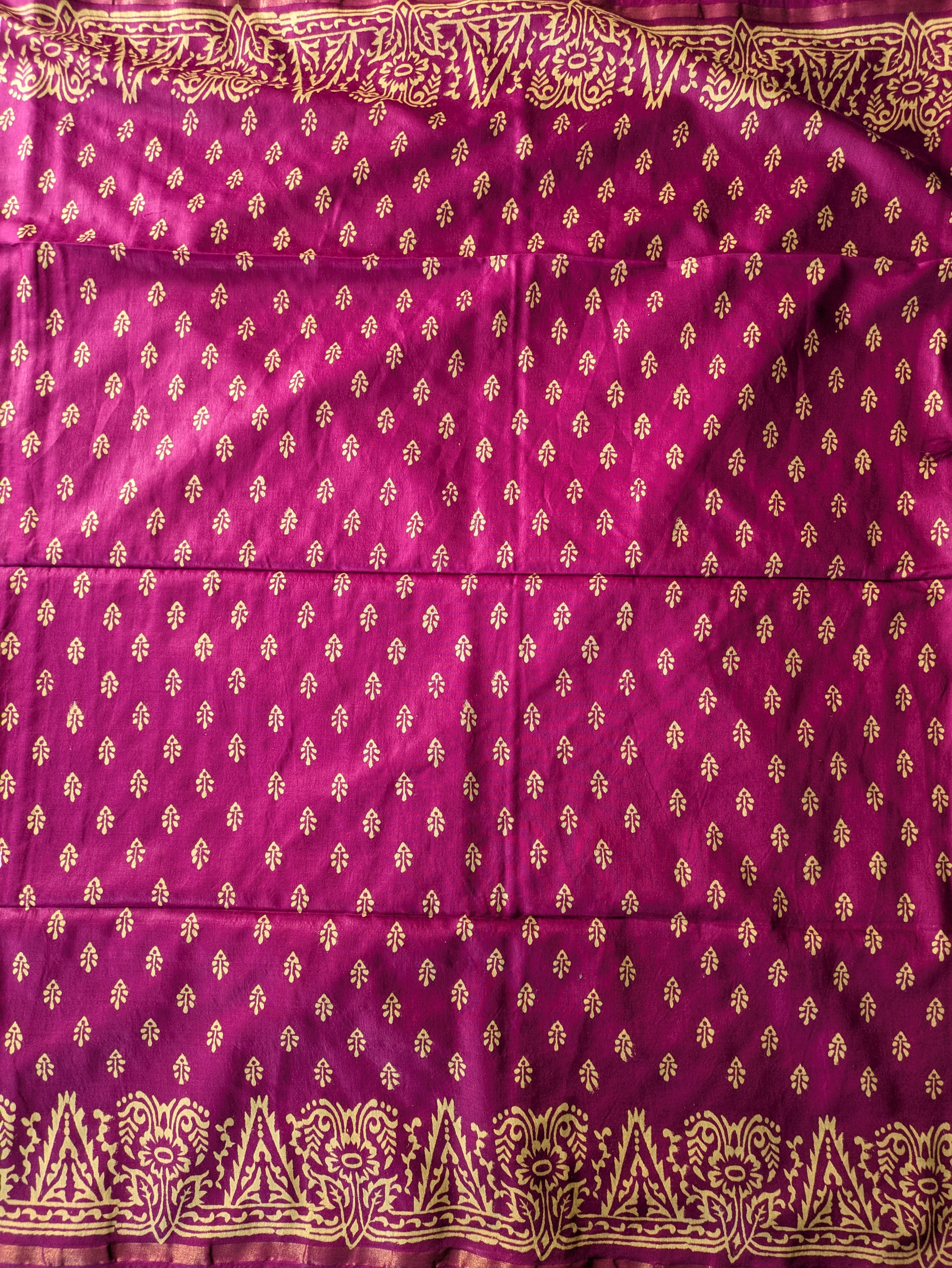 Chanderi Block Print Sari with Blouse Piece