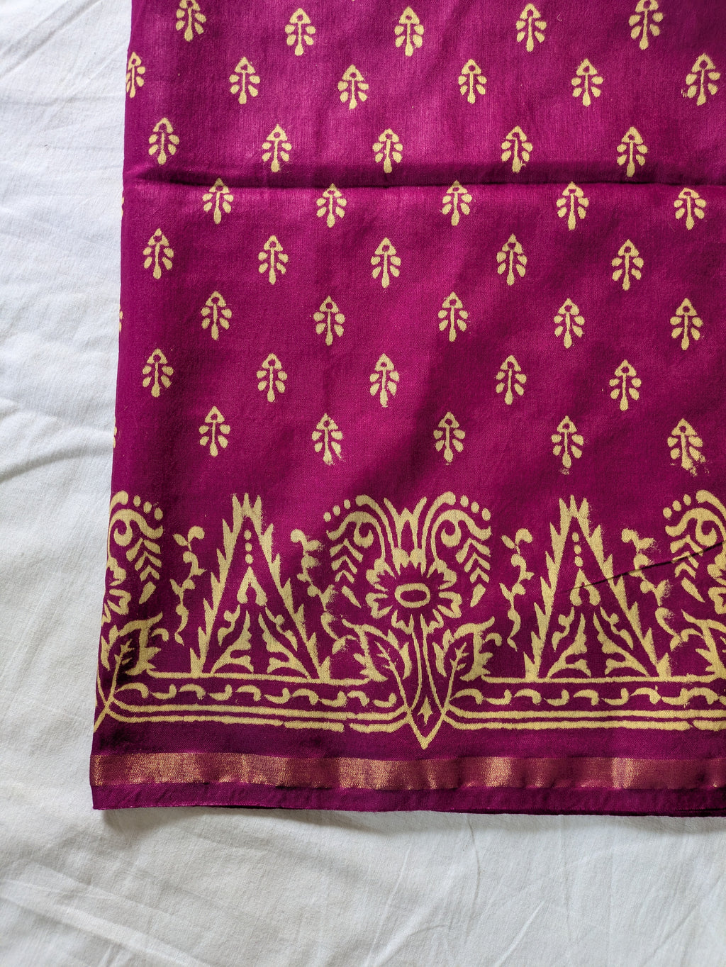 Chanderi Block Print Sari with Blouse Piece