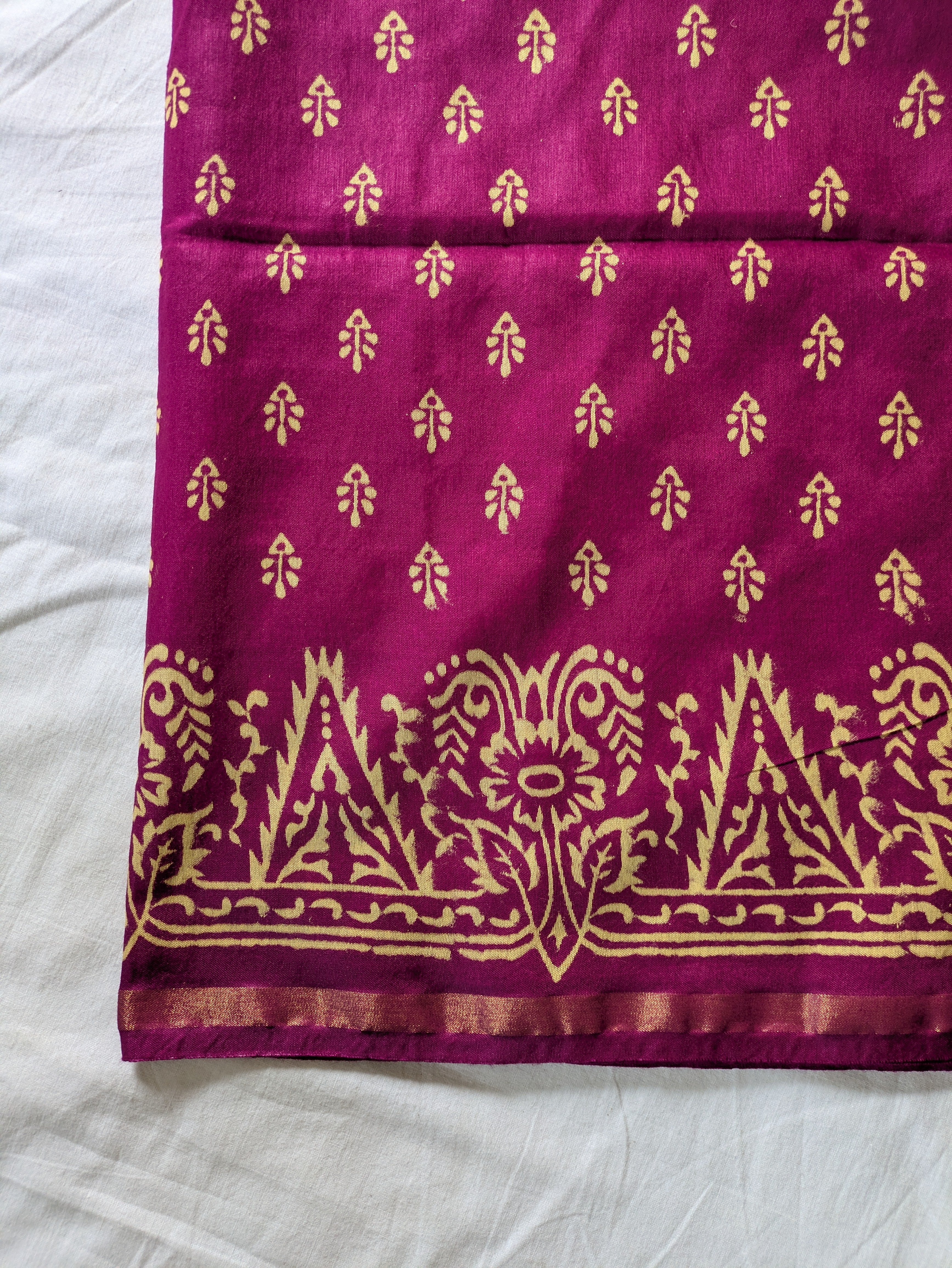 Chanderi Block Print Sari with Blouse Piece