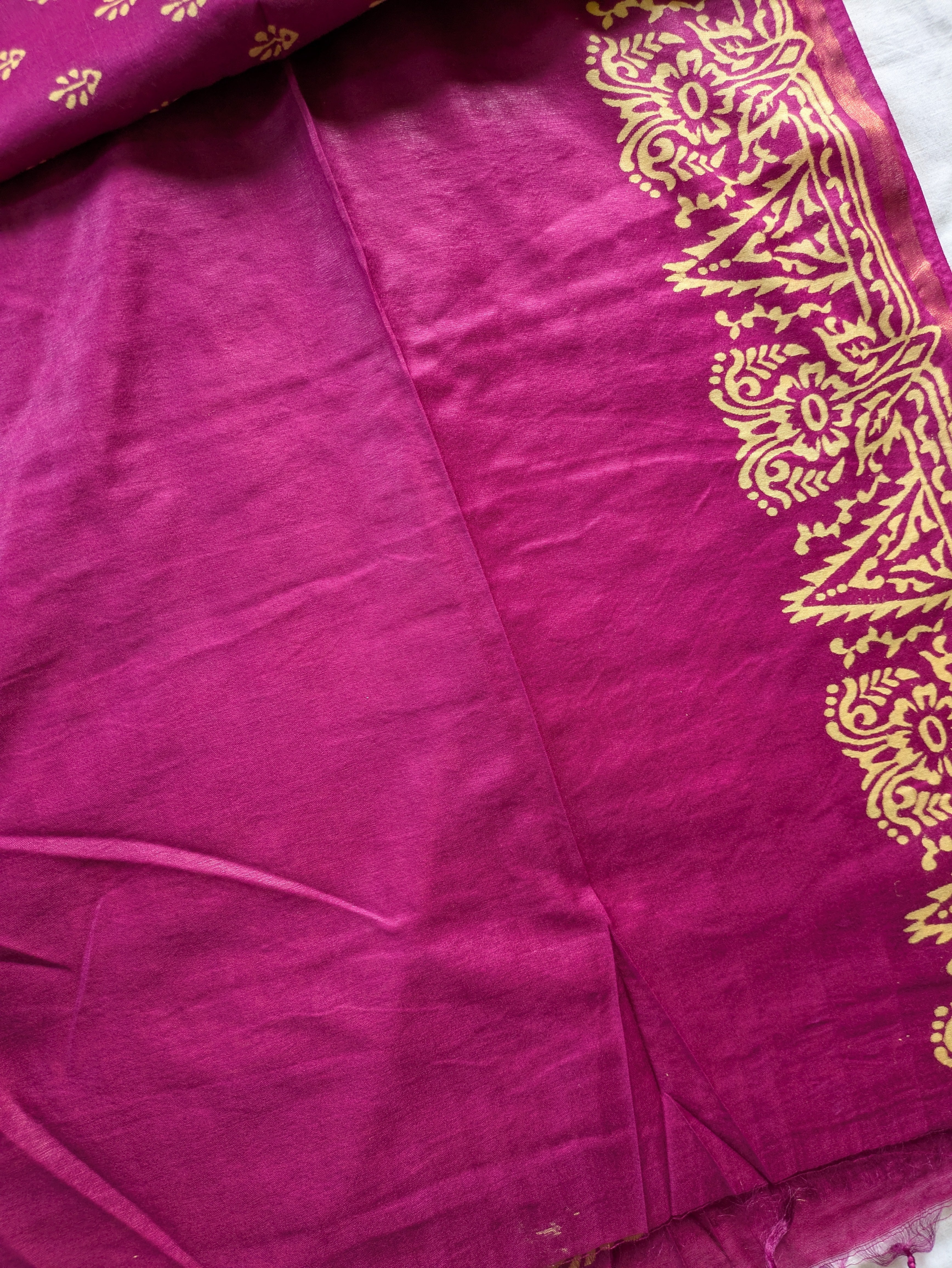 Chanderi Block Print Sari with Blouse Piece