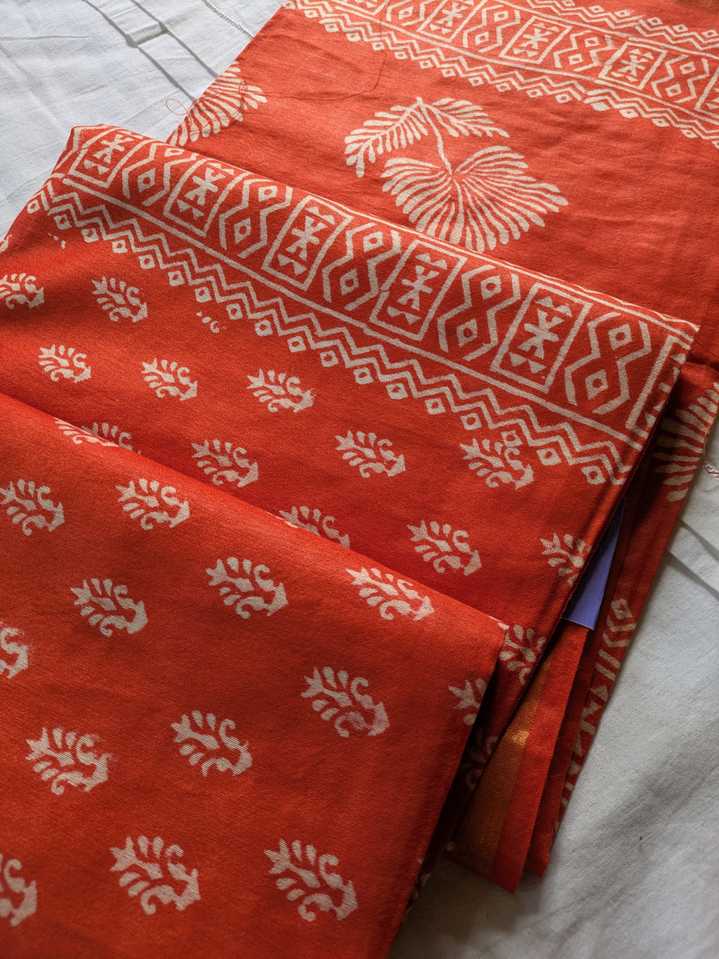 Chanderi Block Print Sari with Blouse Piece