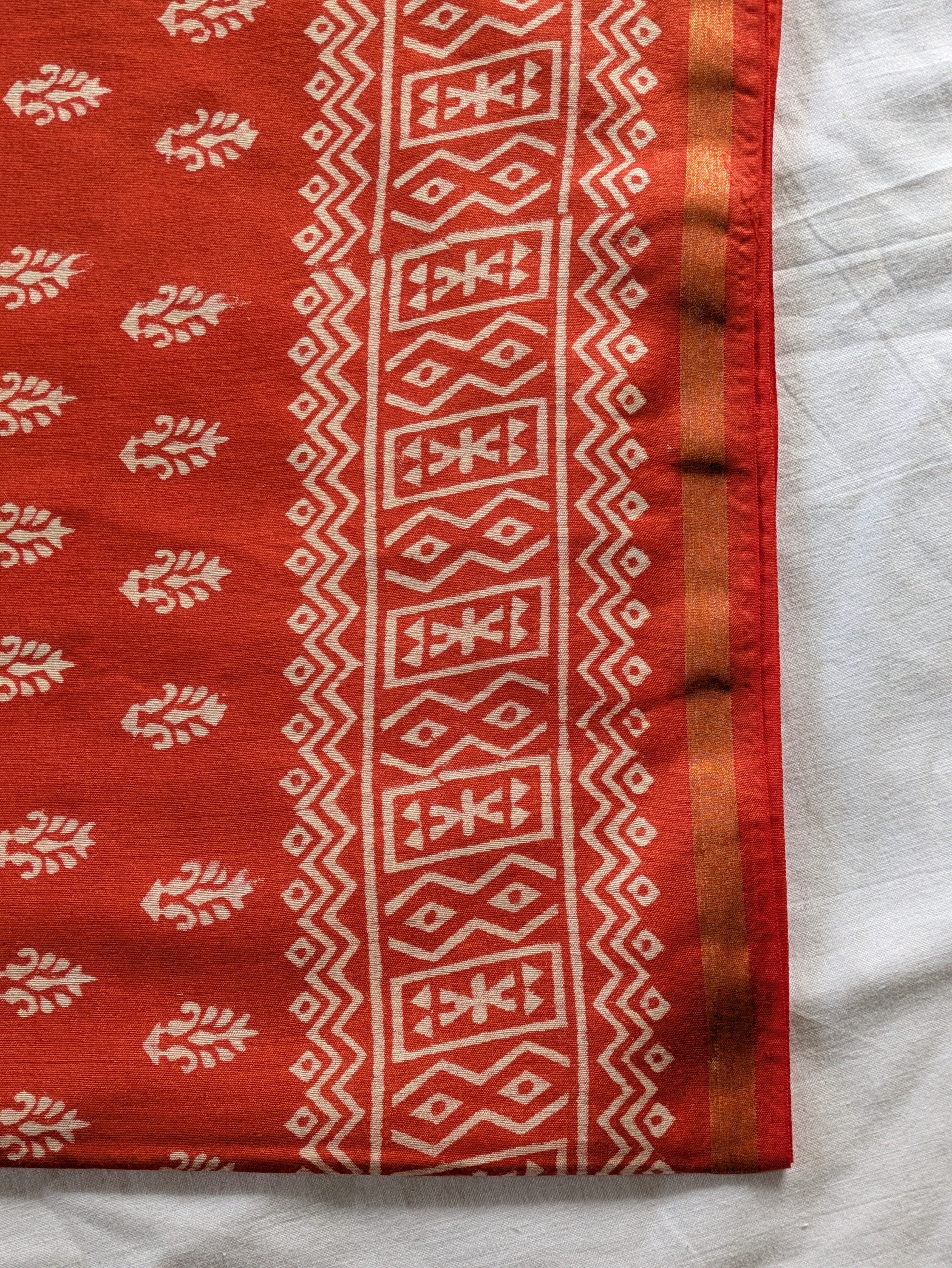 Chanderi Block Print Sari with Blouse Piece