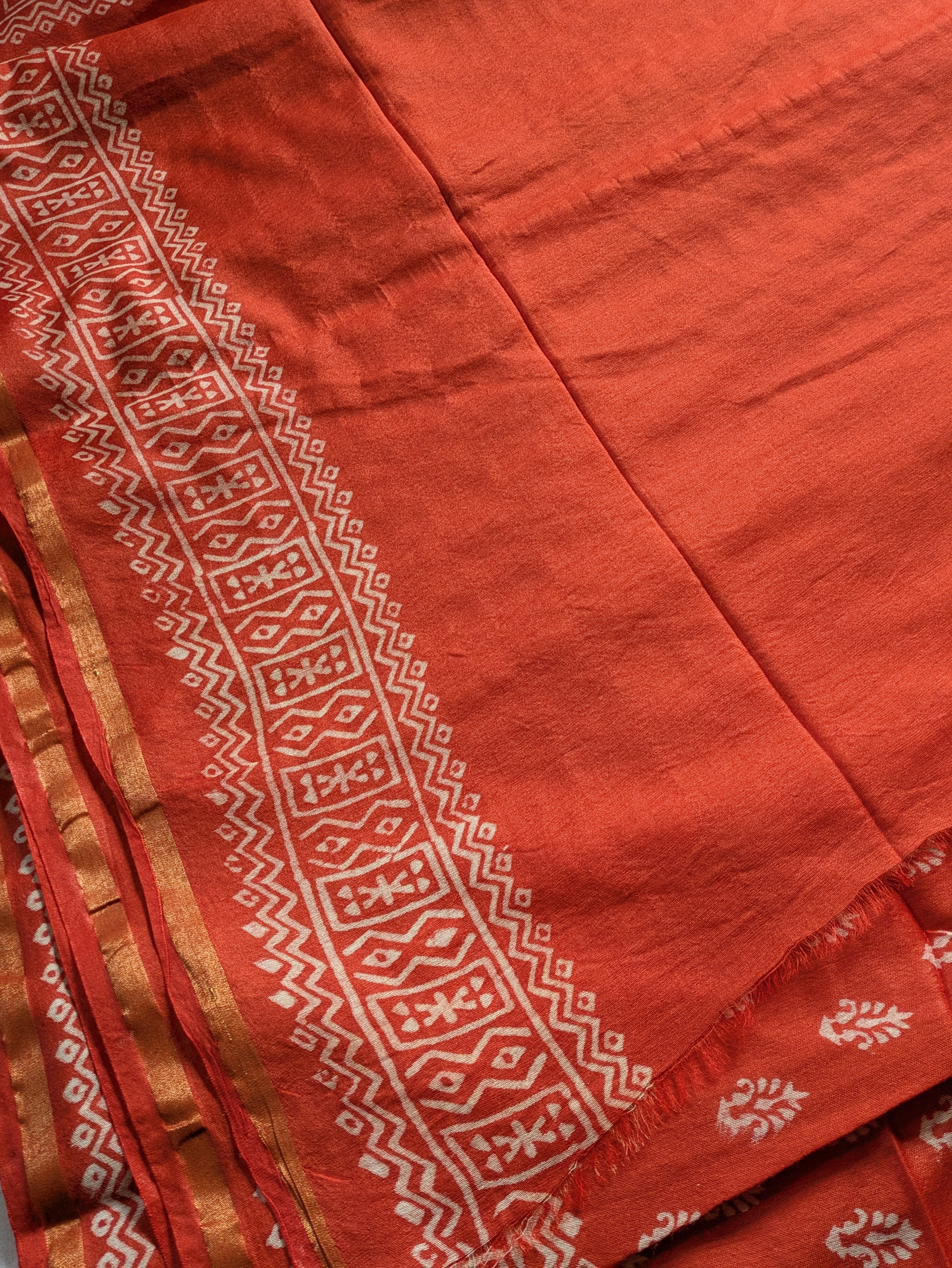 Chanderi Block Print Sari with Blouse Piece