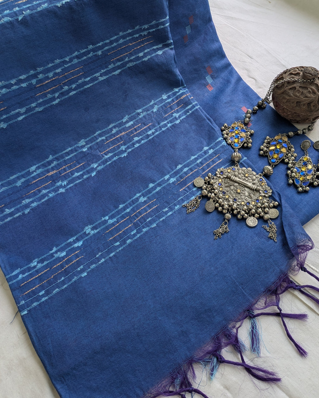 Blueberry Bhagalpury Sari
