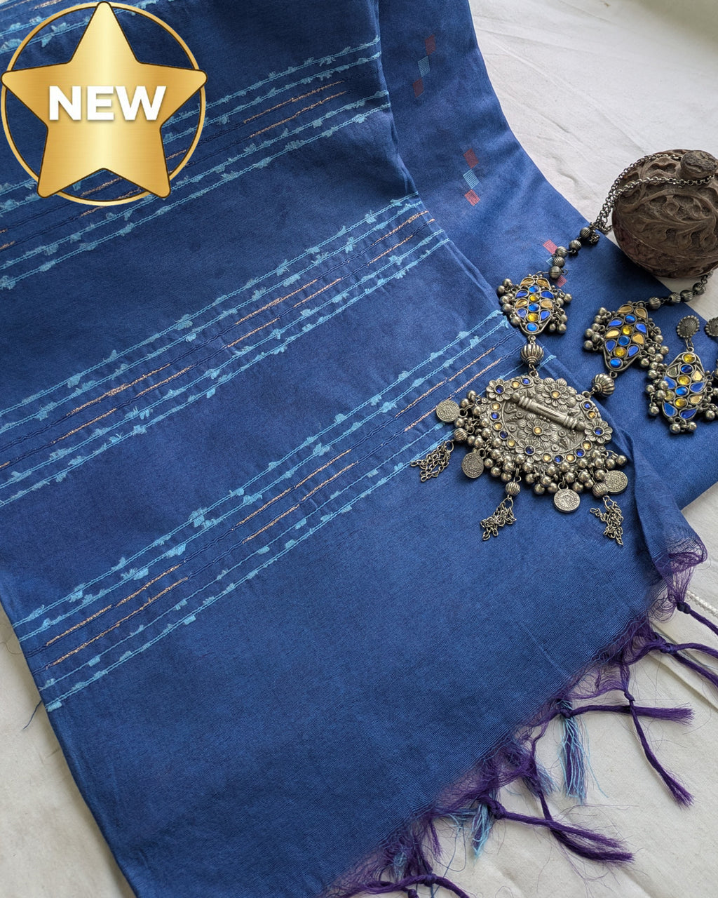 Blueberry Bhagalpury Sari