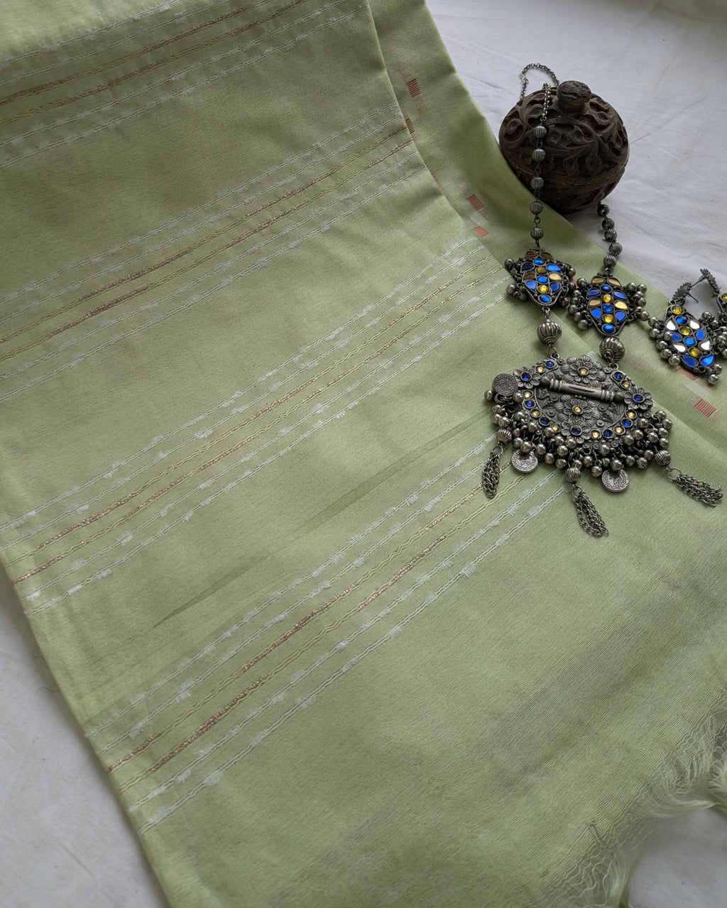 Pistachio Bhagalpuri Sari