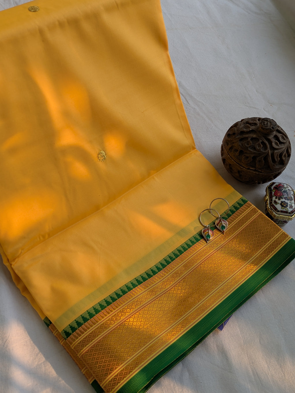 South Silk Sari with Blouse Piece Yellow