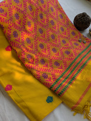 Phulia Cotton Sari with Blouse Piece Yellow