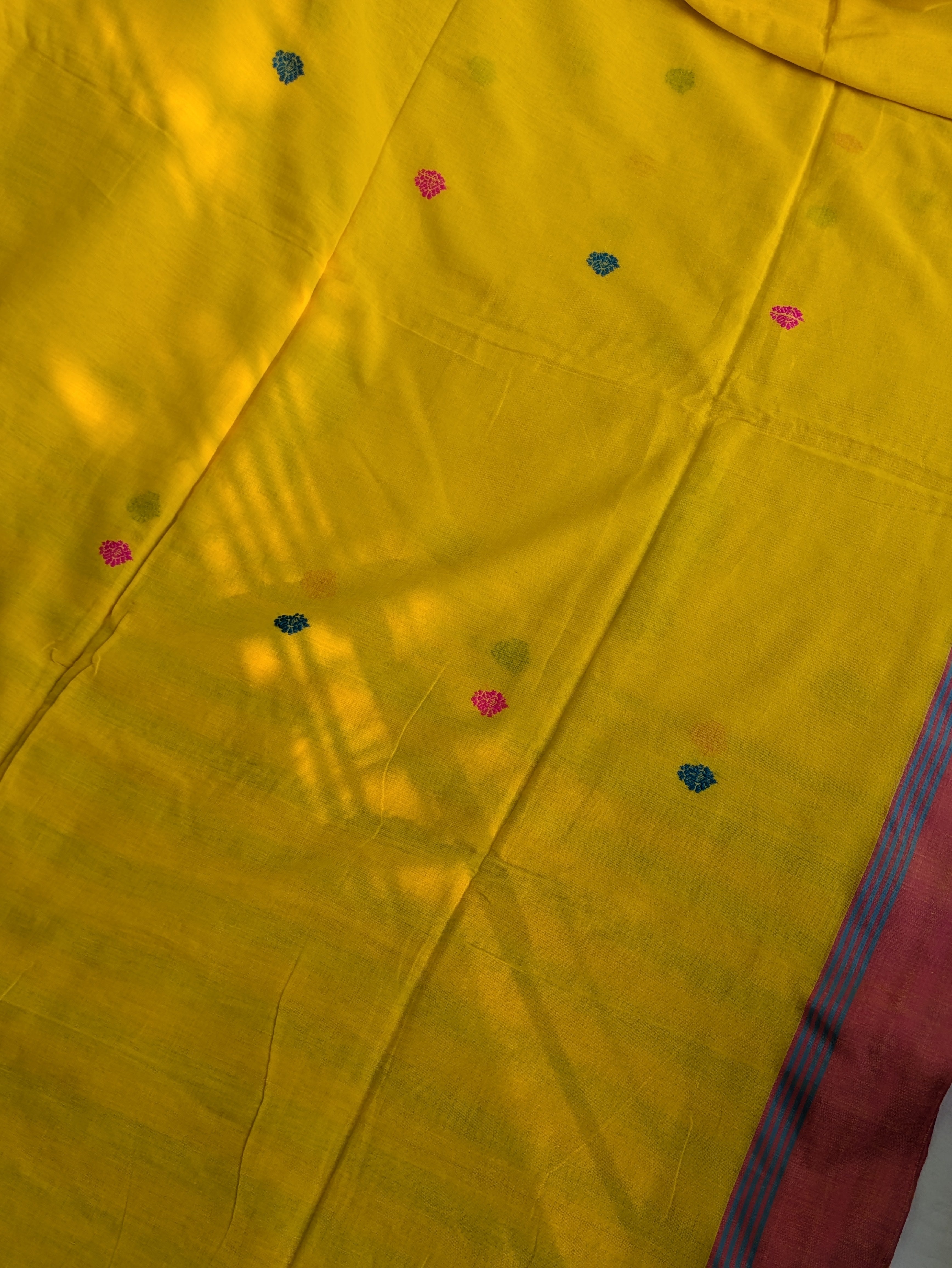 Phulia Cotton Sari with Blouse Piece Yellow