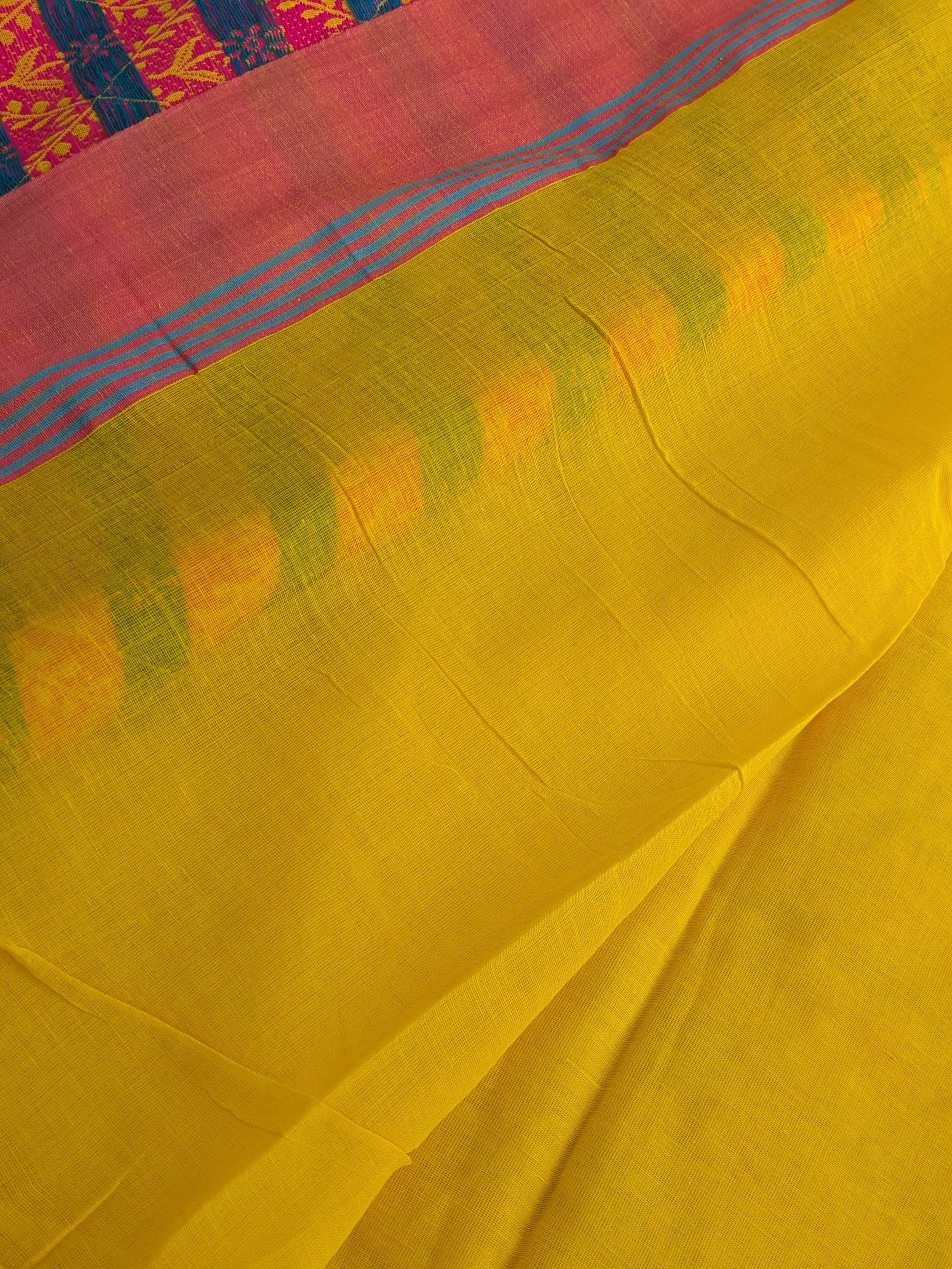 Phulia Cotton Sari with Blouse Piece Yellow