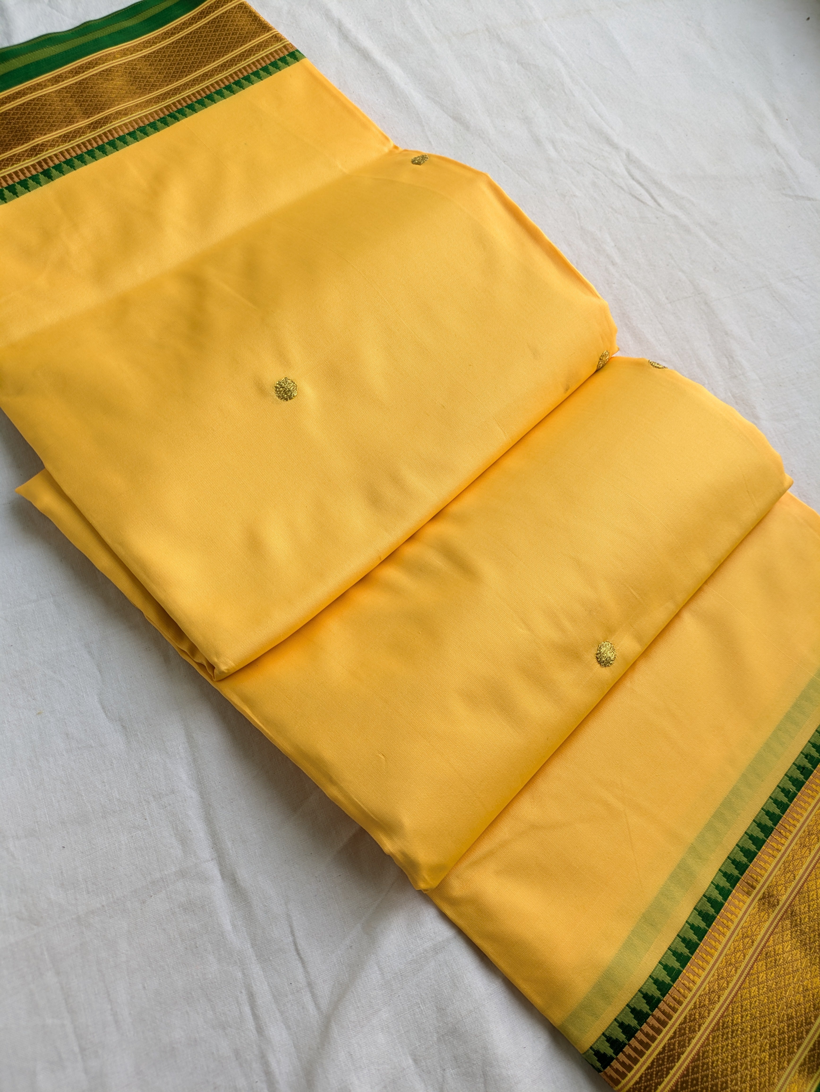 South Silk Sari with Blouse Piece Yellow