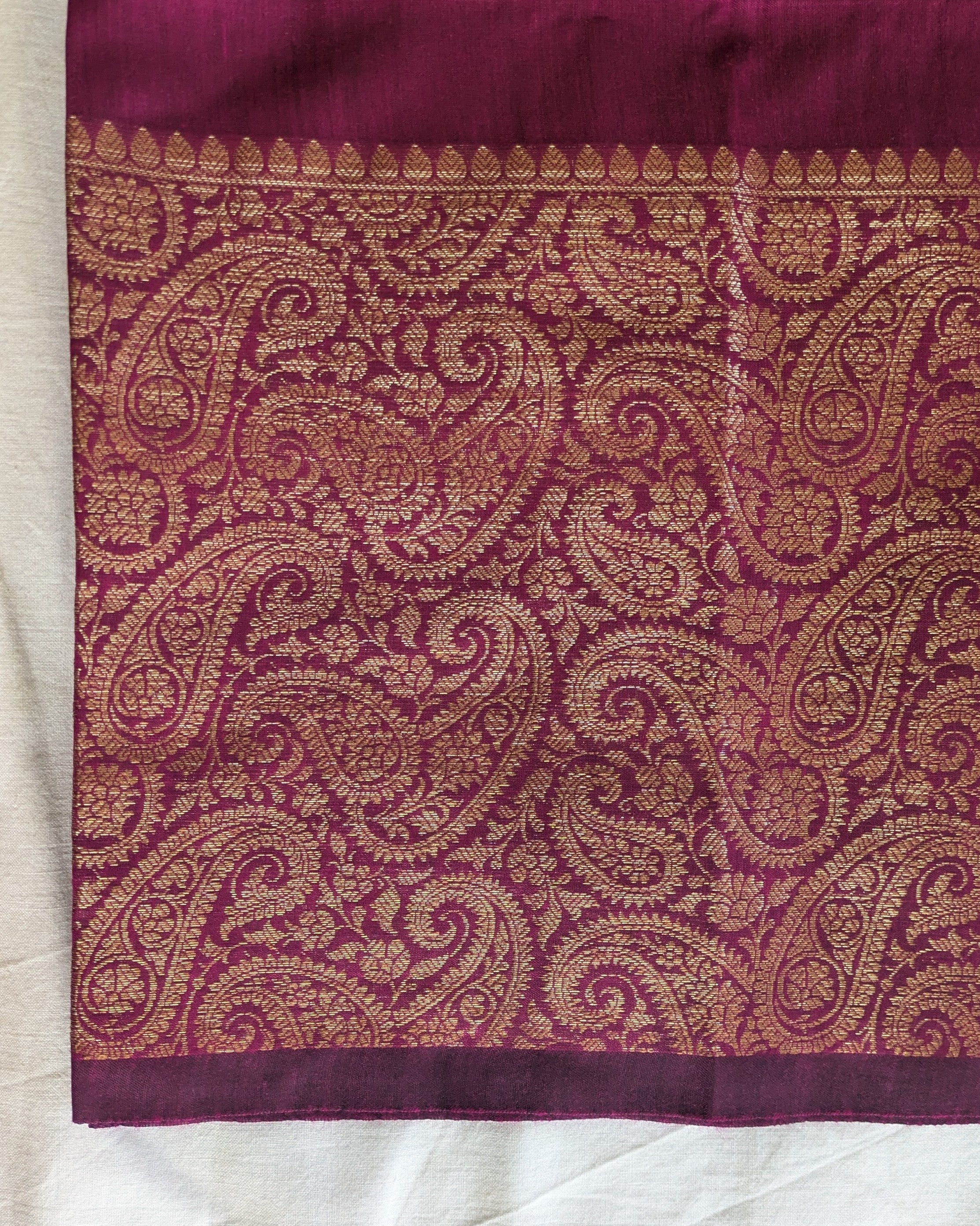 Muga Border Sari with Blouse Piece (Magenta)
