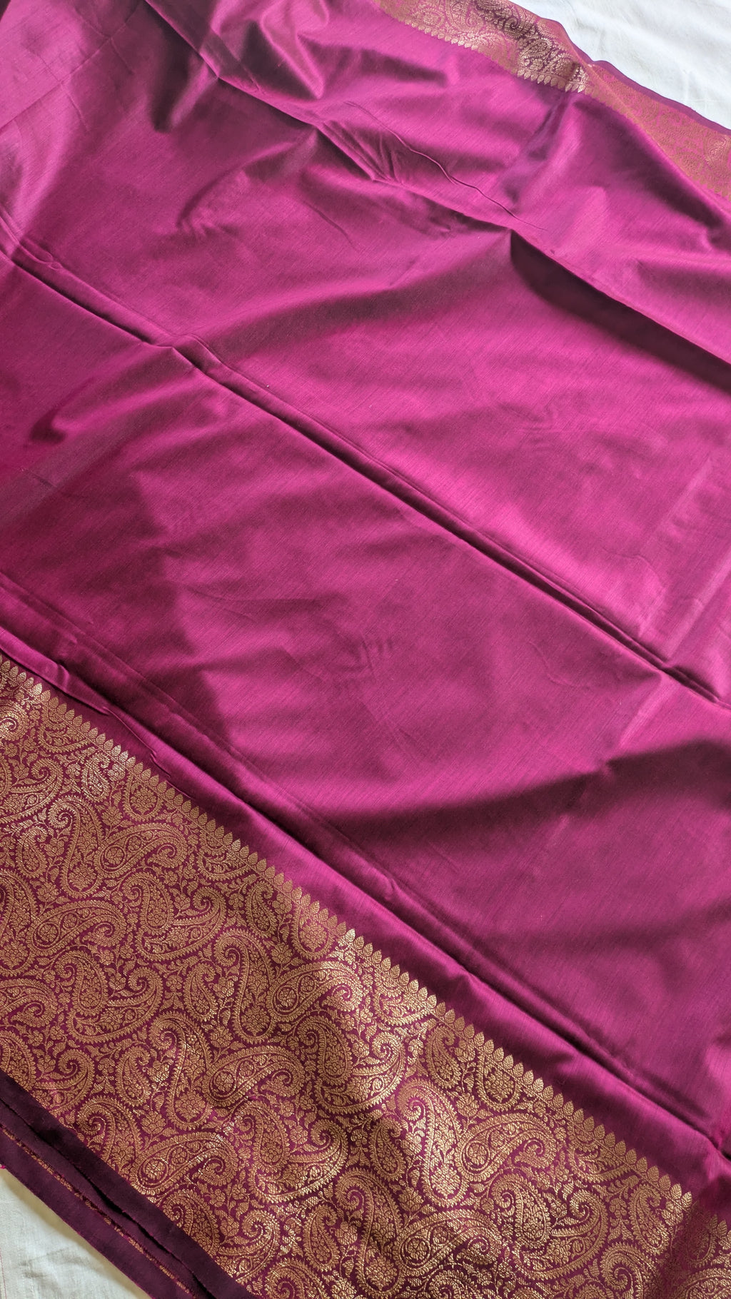 Muga Border Sari with Blouse Piece (Magenta)