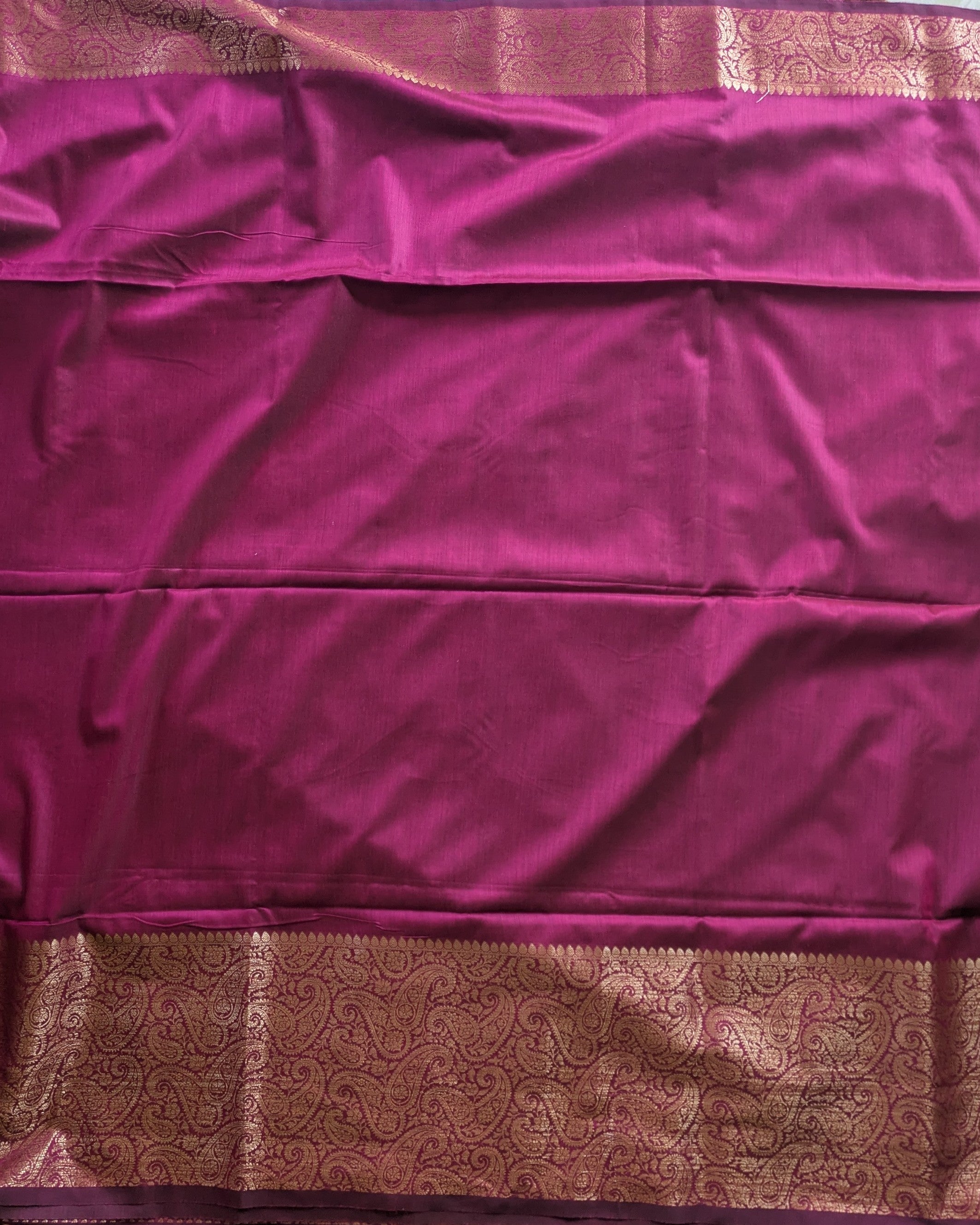 Muga Border Sari with Blouse Piece (Magenta)