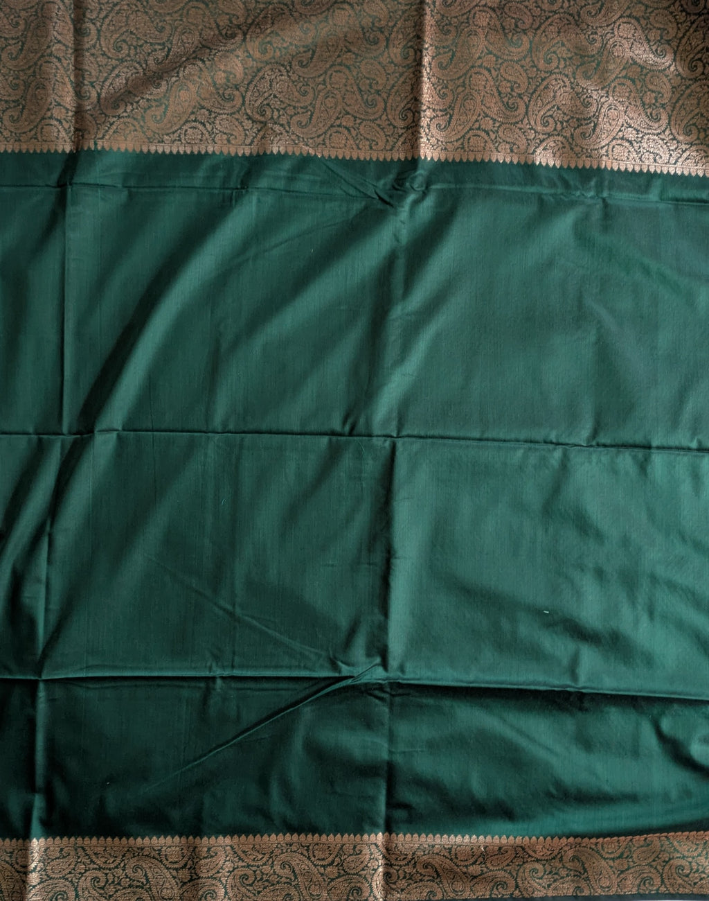 Muga Border Sari Blouse Piece (Forest Green)