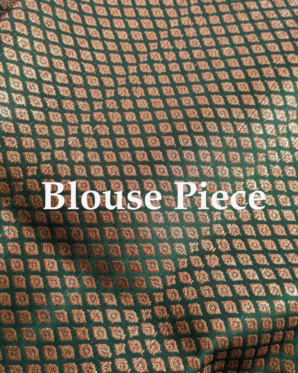 Muga Border Sari Blouse Piece (Forest Green)
