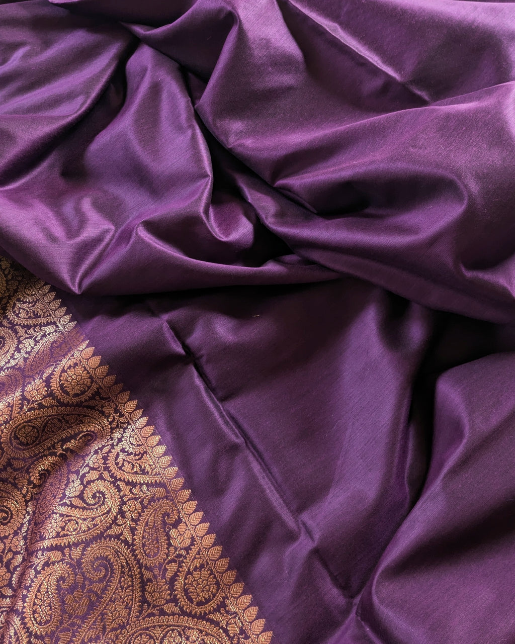 Muga Border Sari with Blouse Piece (Dark Wine)