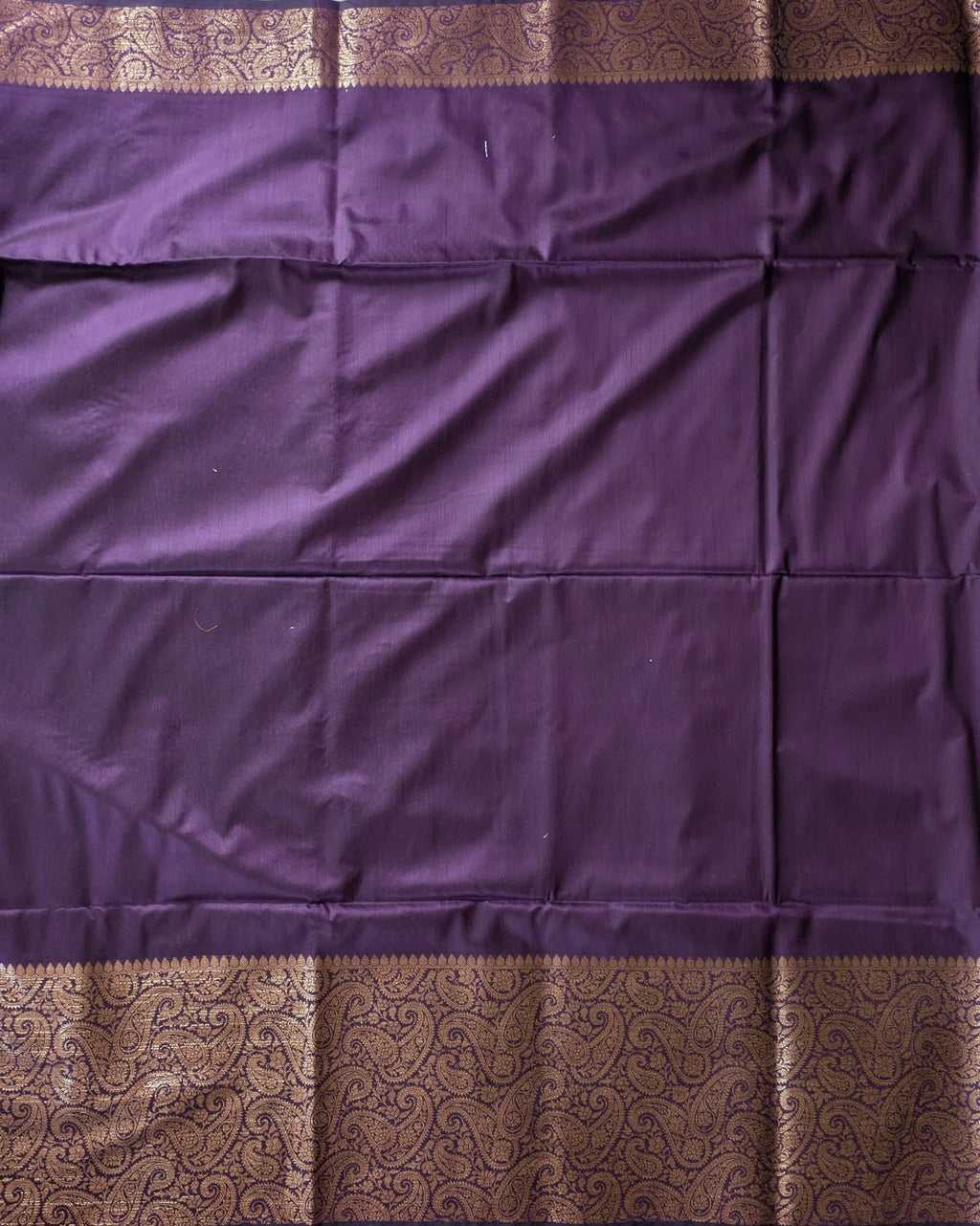 Muga Border Sari with Blouse Piece (Dark Wine)