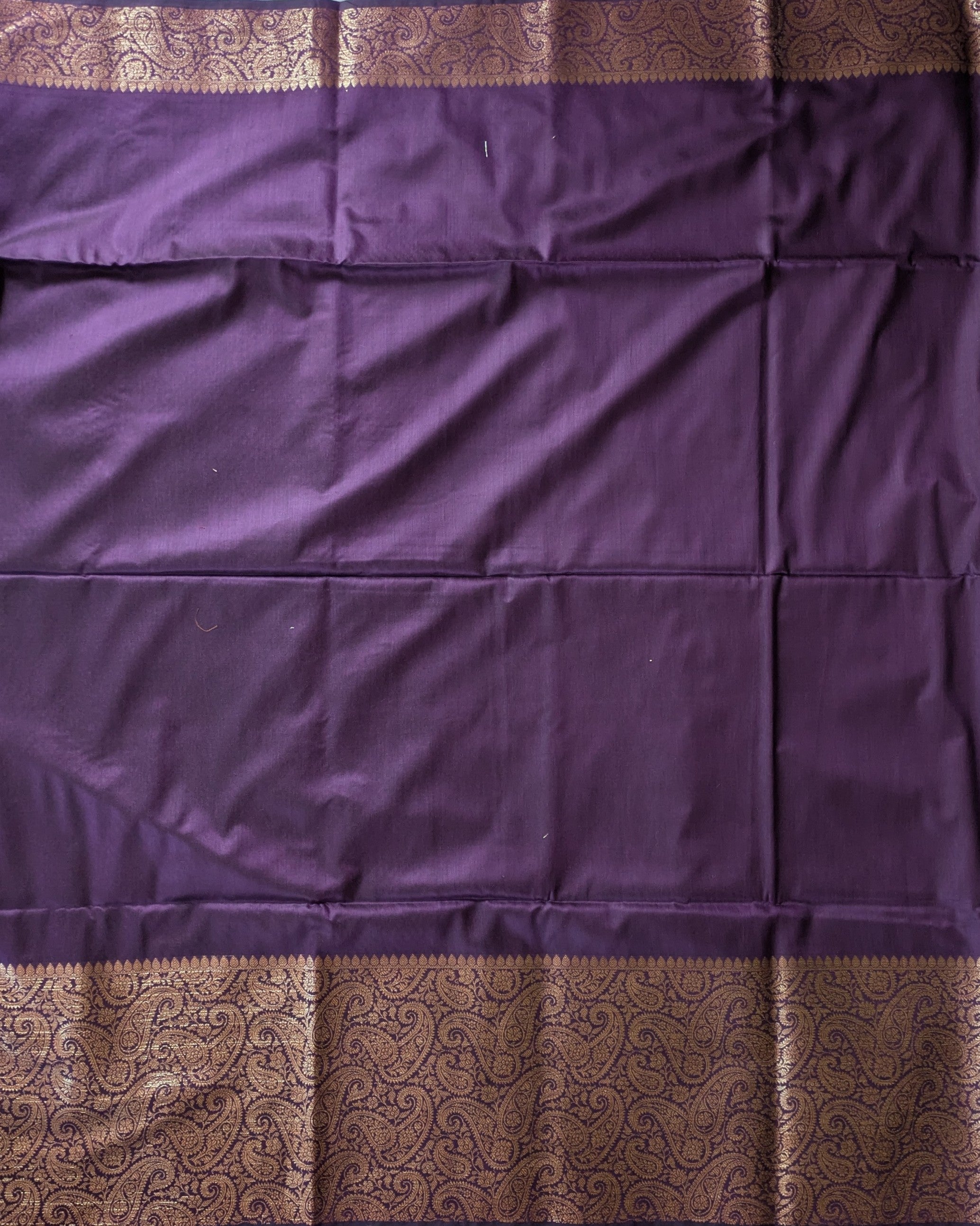 Muga Border Sari with Blouse Piece (Dark Wine)