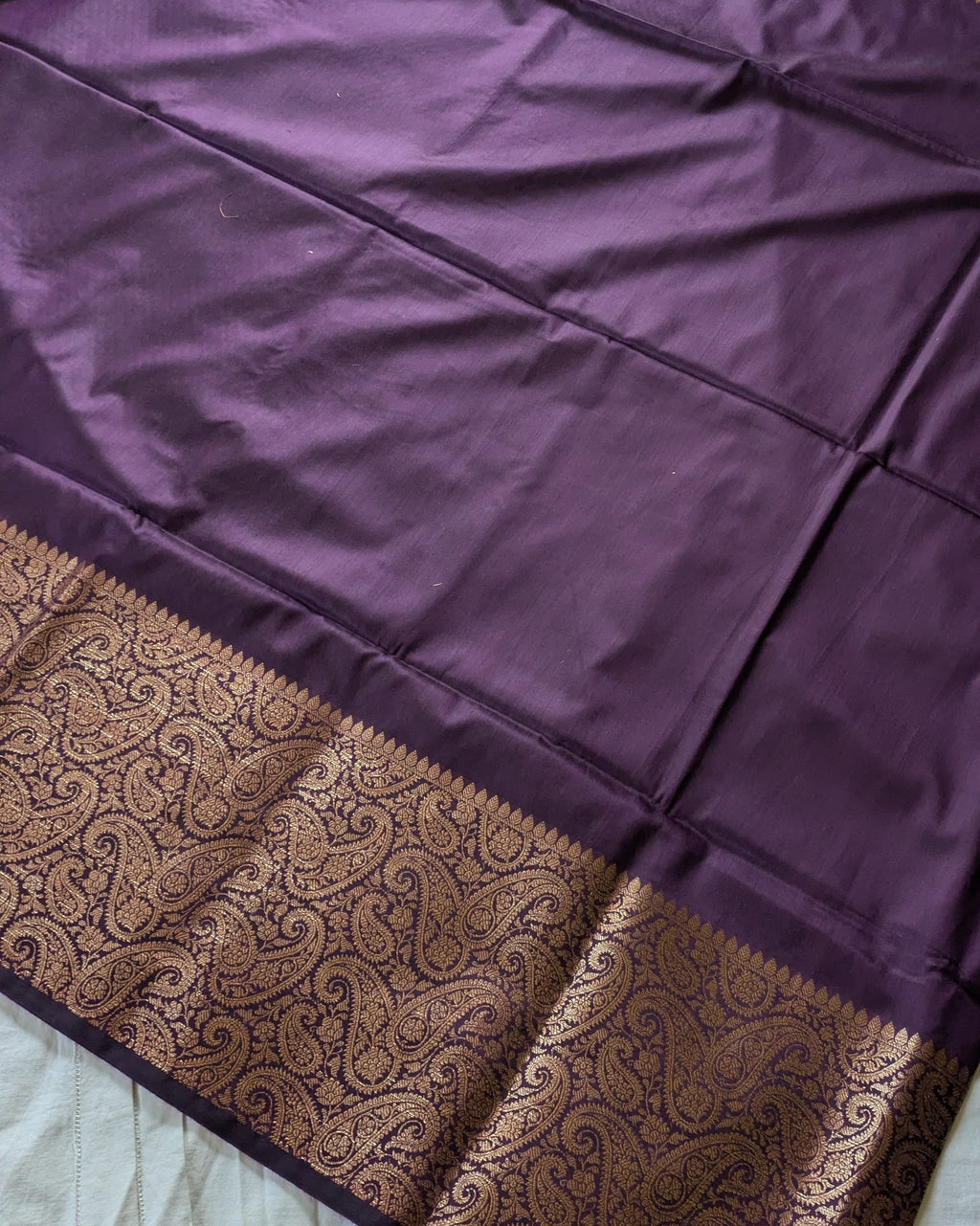 Muga Border Sari with Blouse Piece (Dark Wine)