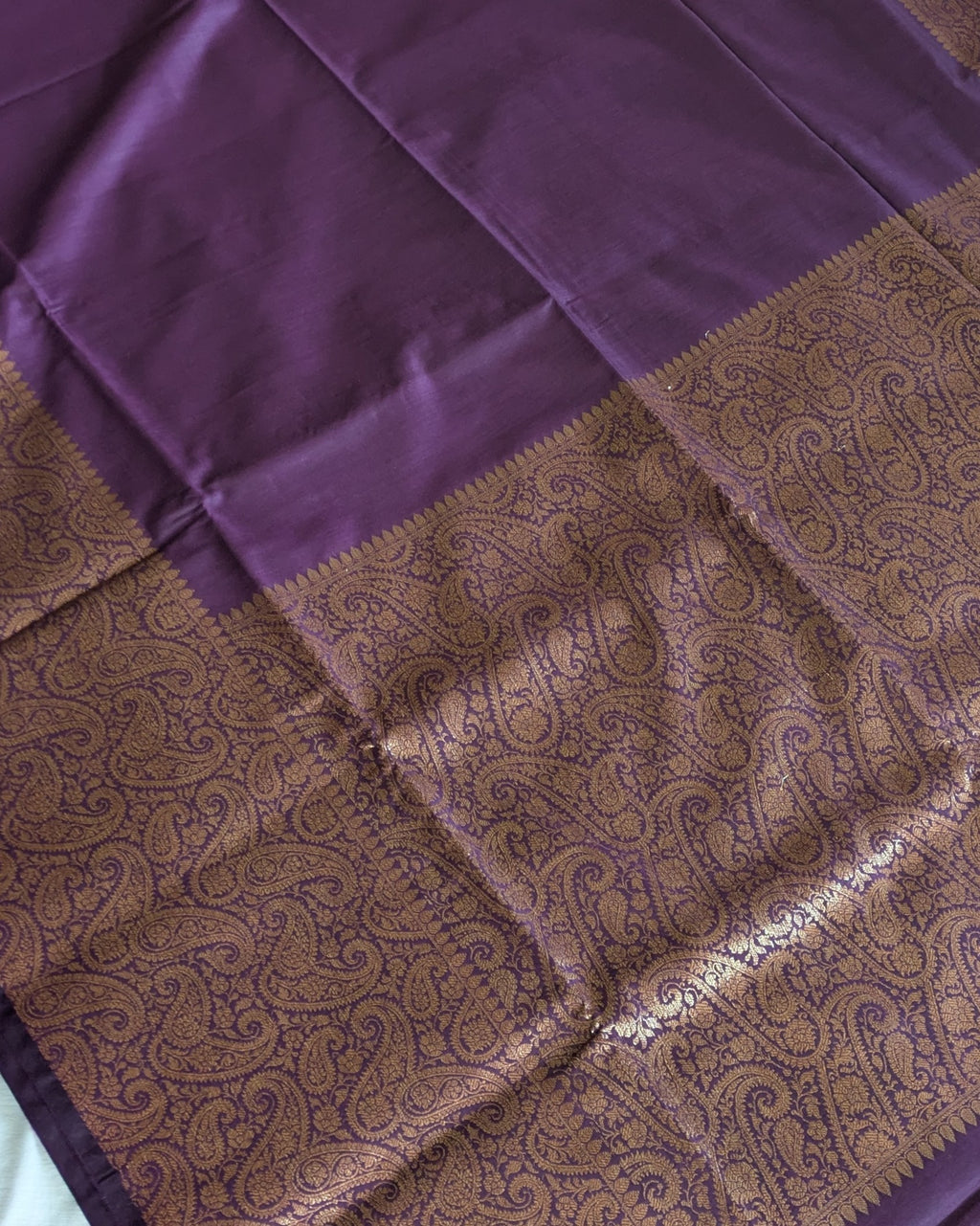 Muga Border Sari with Blouse Piece (Dark Wine)