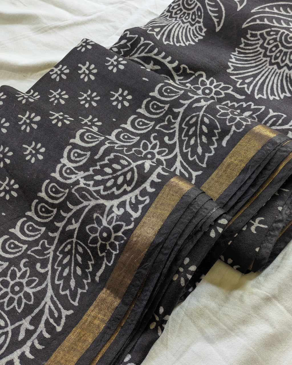 Chanderi Block Print Sari with Blouse Piece
