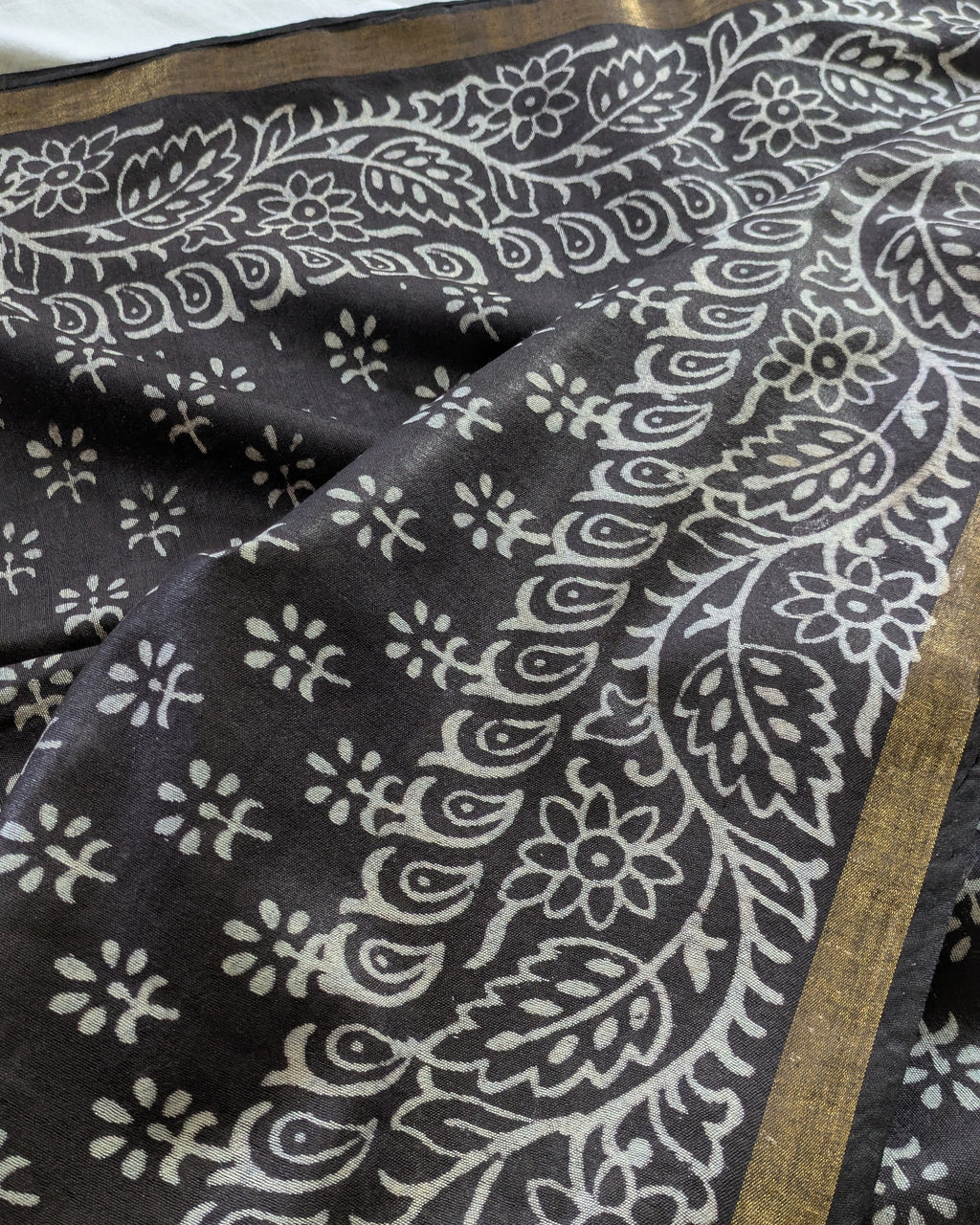 Chanderi Block Print Sari with Blouse Piece