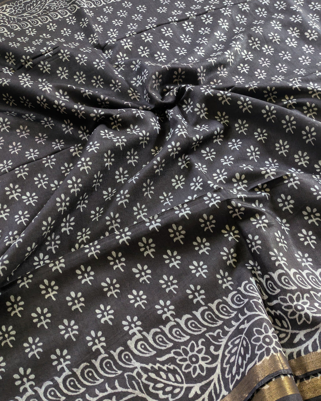 Chanderi Block Print Sari with Blouse Piece