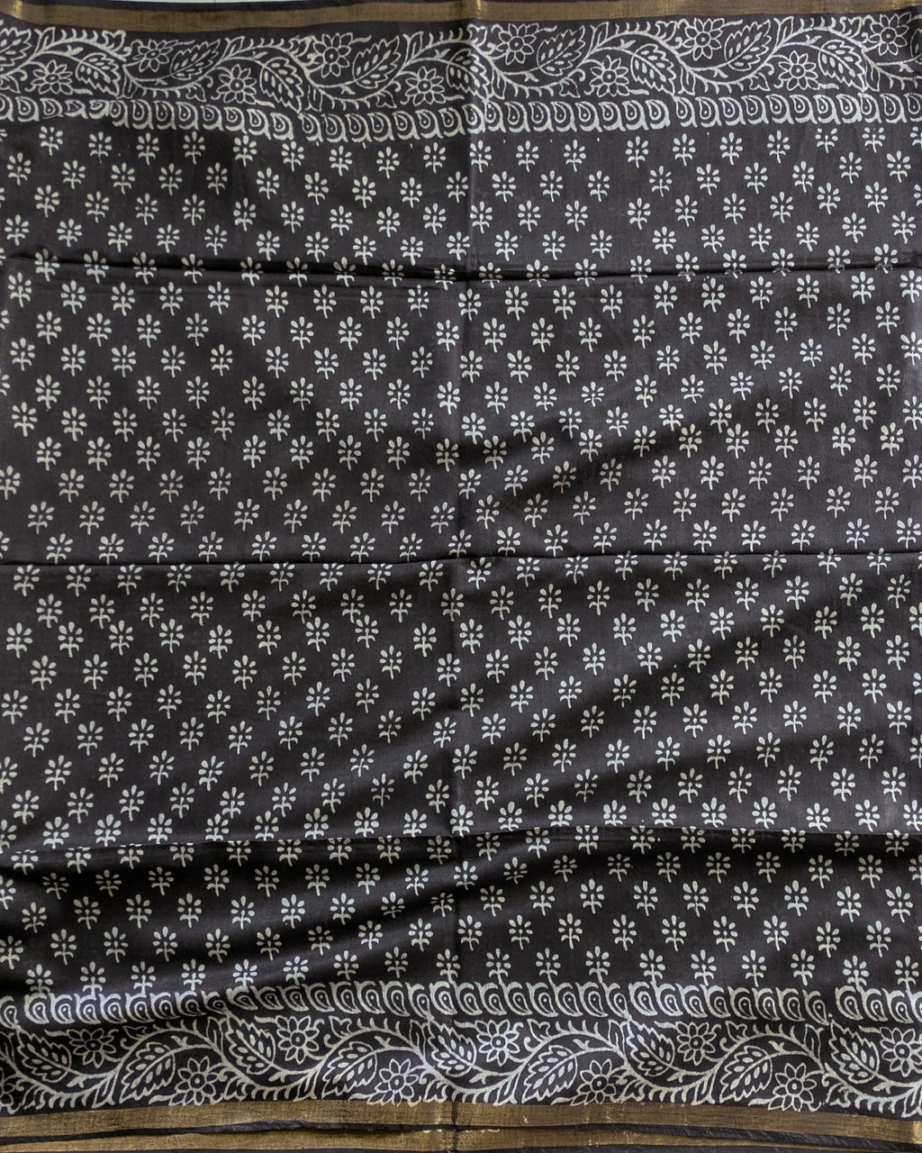 Chanderi Block Print Sari with Blouse Piece