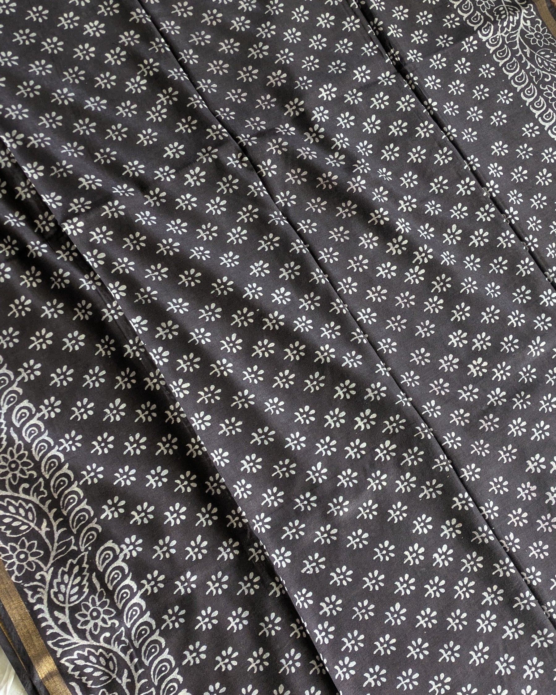 Chanderi Block Print Sari with Blouse Piece