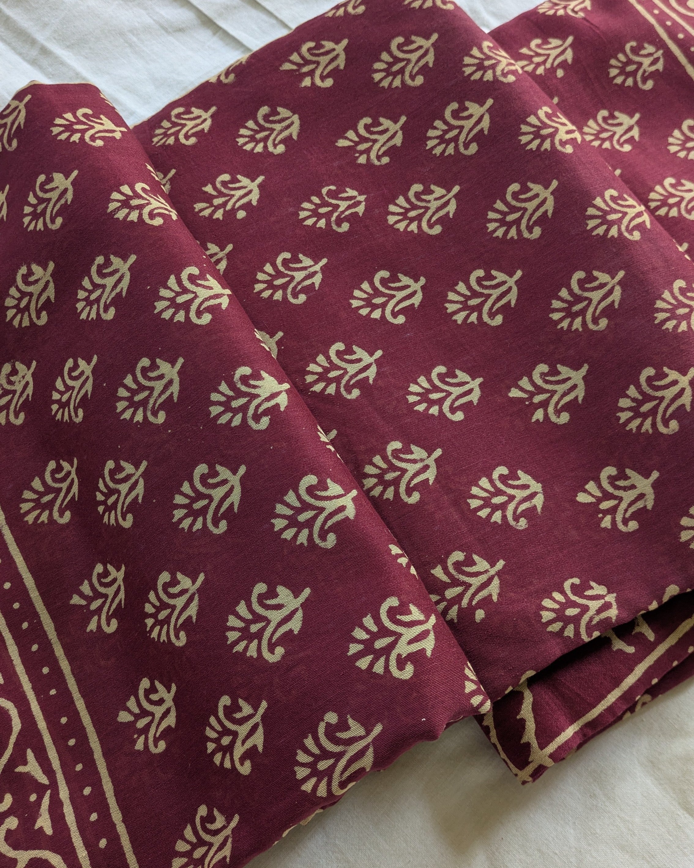 Block Print Cotton Chanderi with Blouse Piece