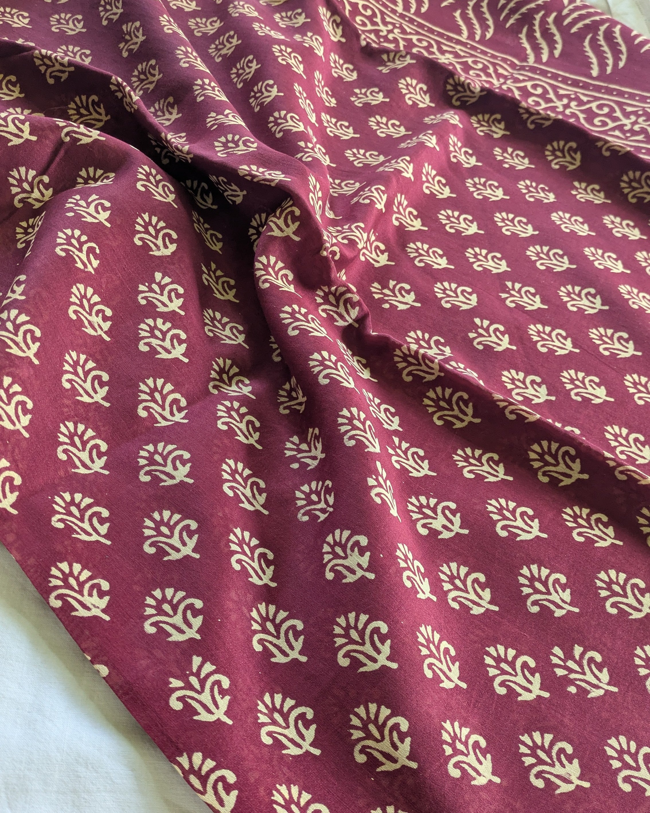 Block Print Cotton Chanderi with Blouse Piece