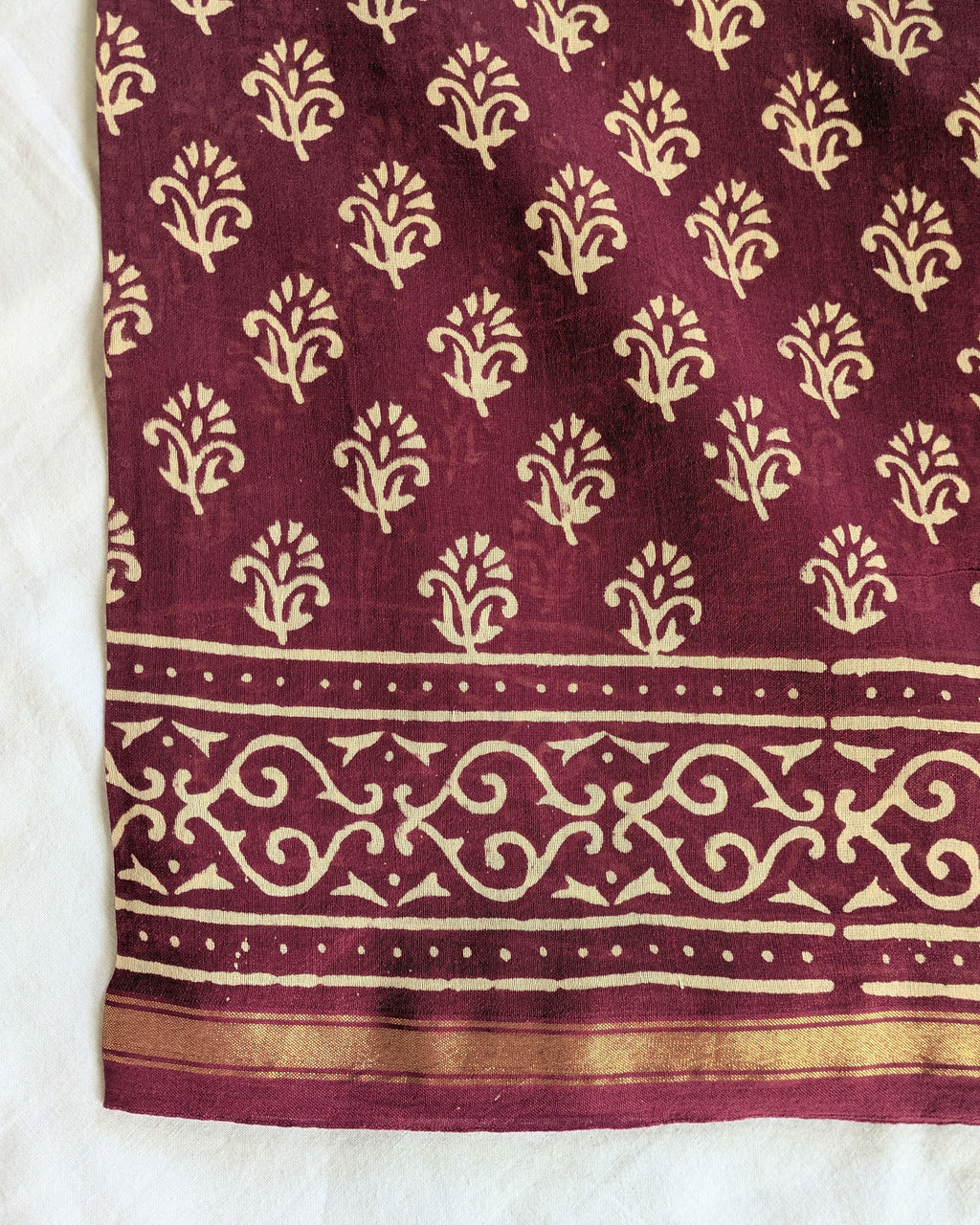 Block Print Cotton Chanderi with Blouse Piece
