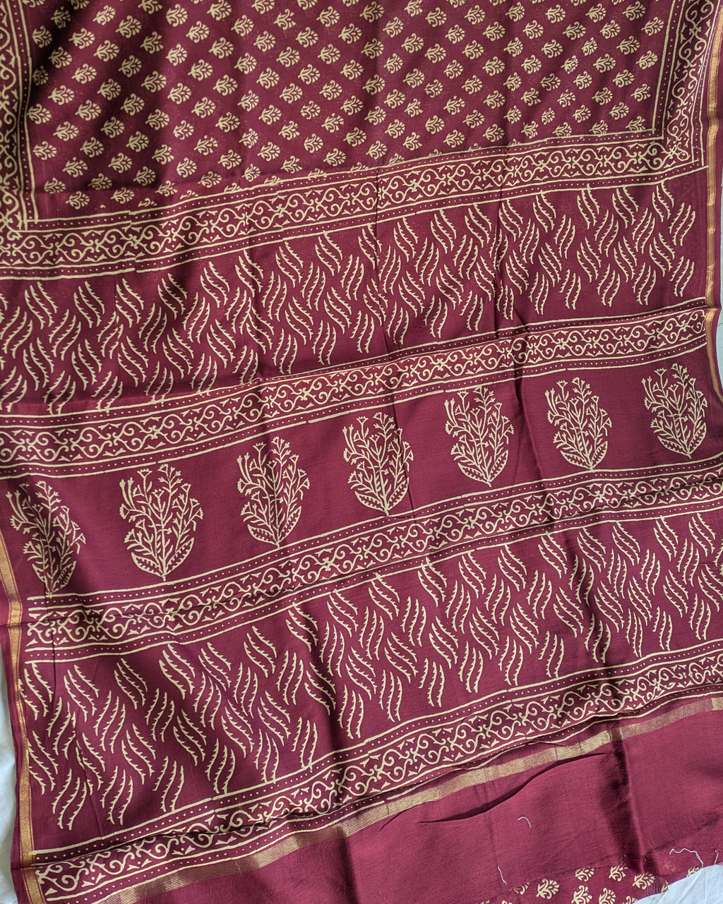 Block Print Cotton Chanderi with Blouse Piece