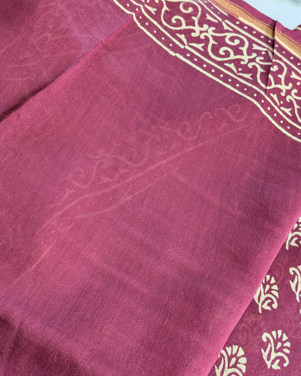 Block Print Cotton Chanderi with Blouse Piece