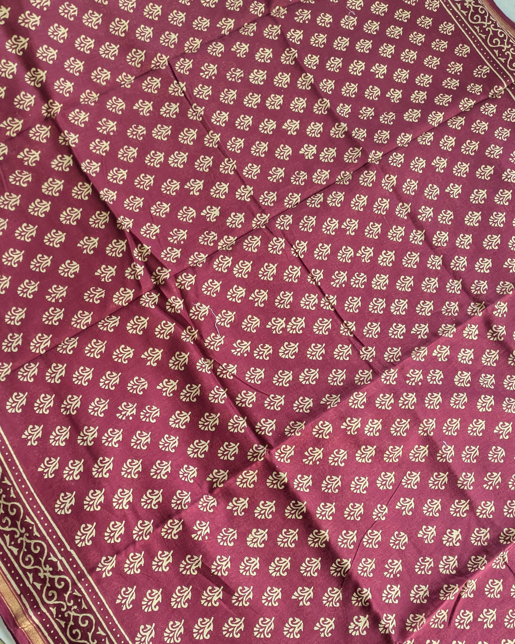 Block Print Cotton Chanderi with Blouse Piece