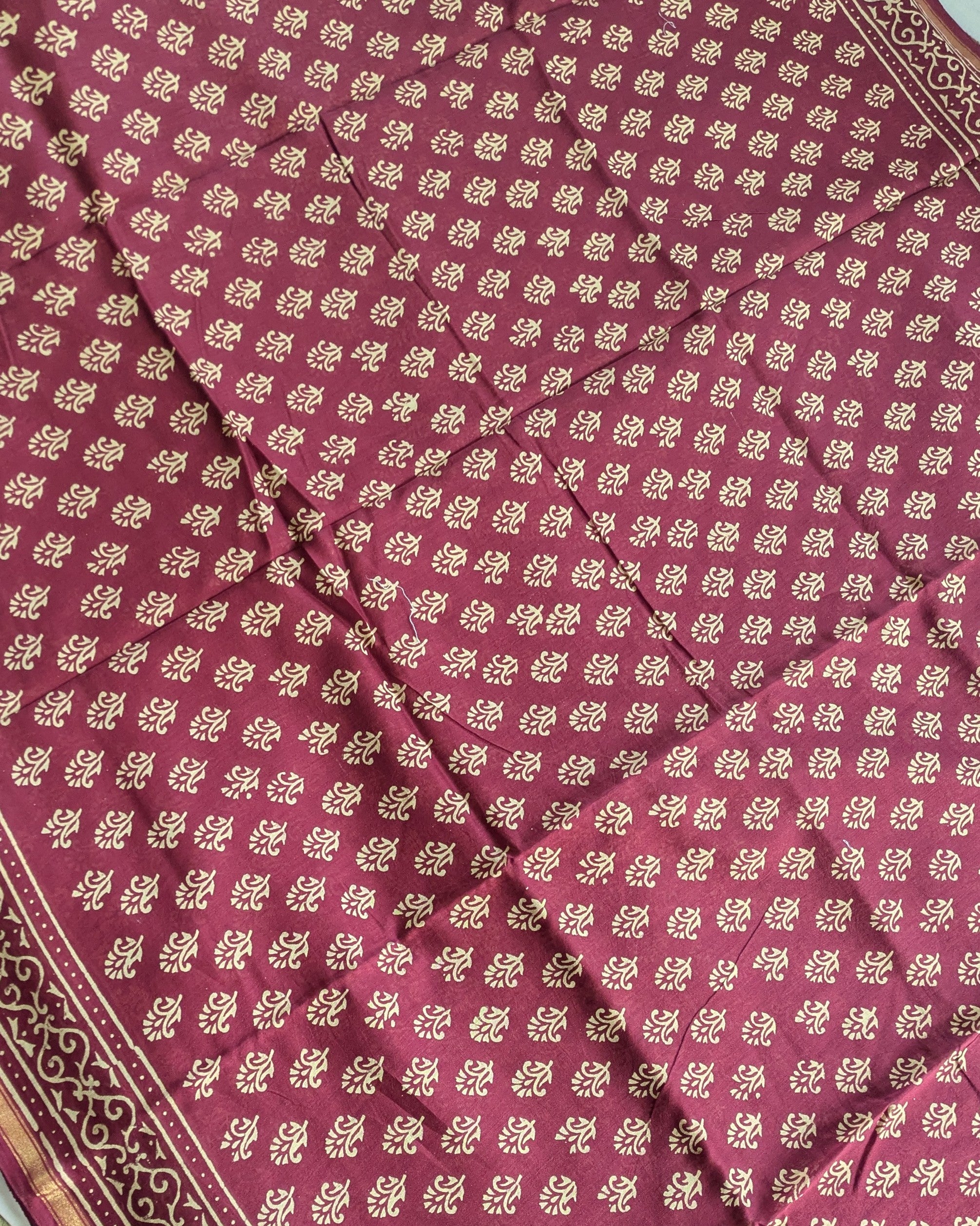 Block Print Cotton Chanderi with Blouse Piece