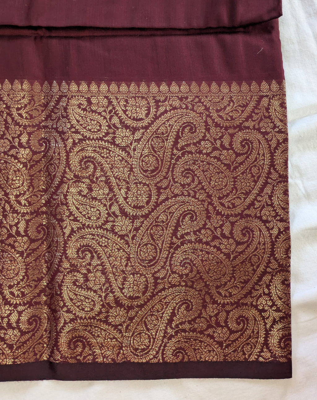 Muga Border Sari with Blouse Piece (Dark Wine 2)