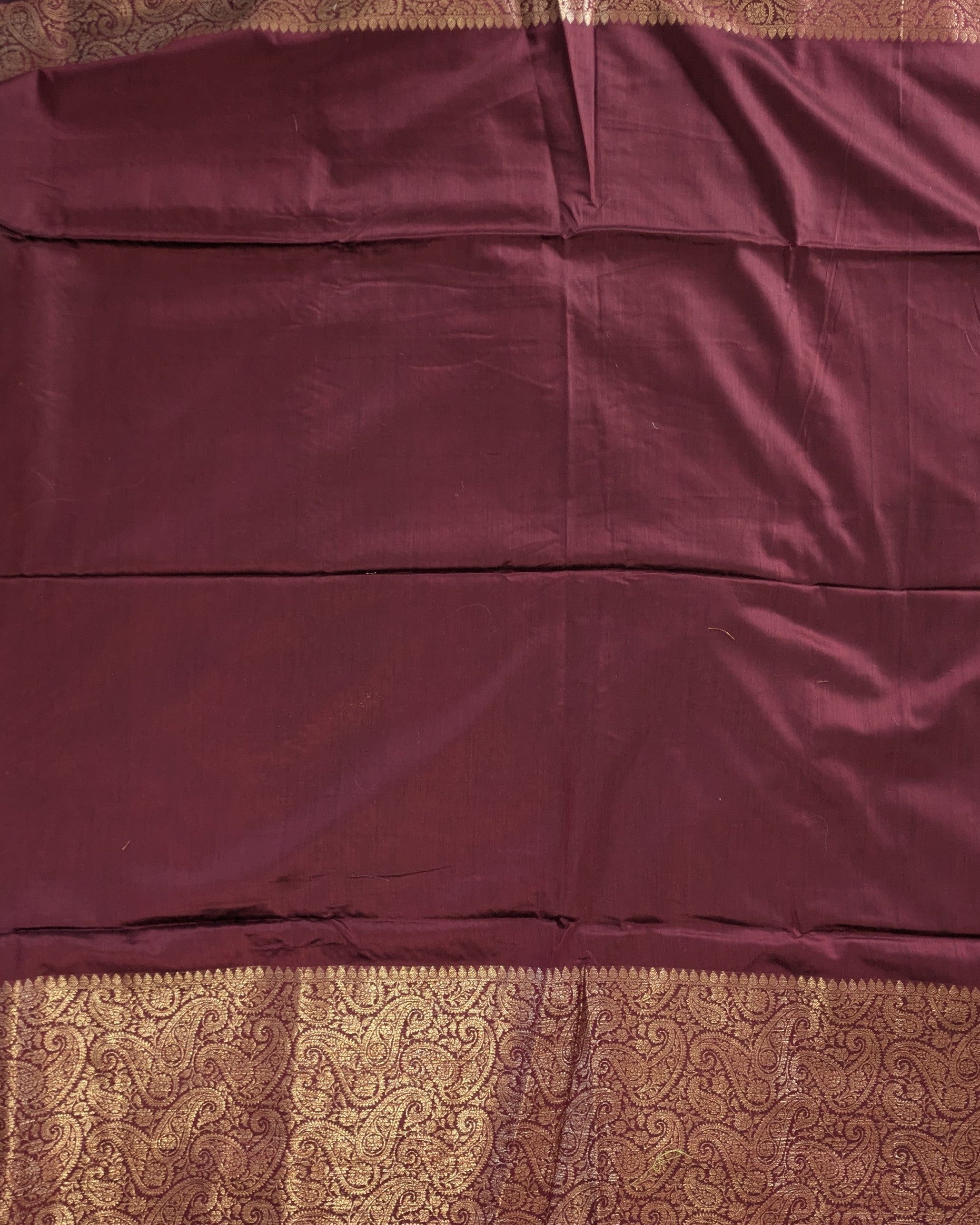 Muga Border Sari with Blouse Piece (Dark Wine 2)