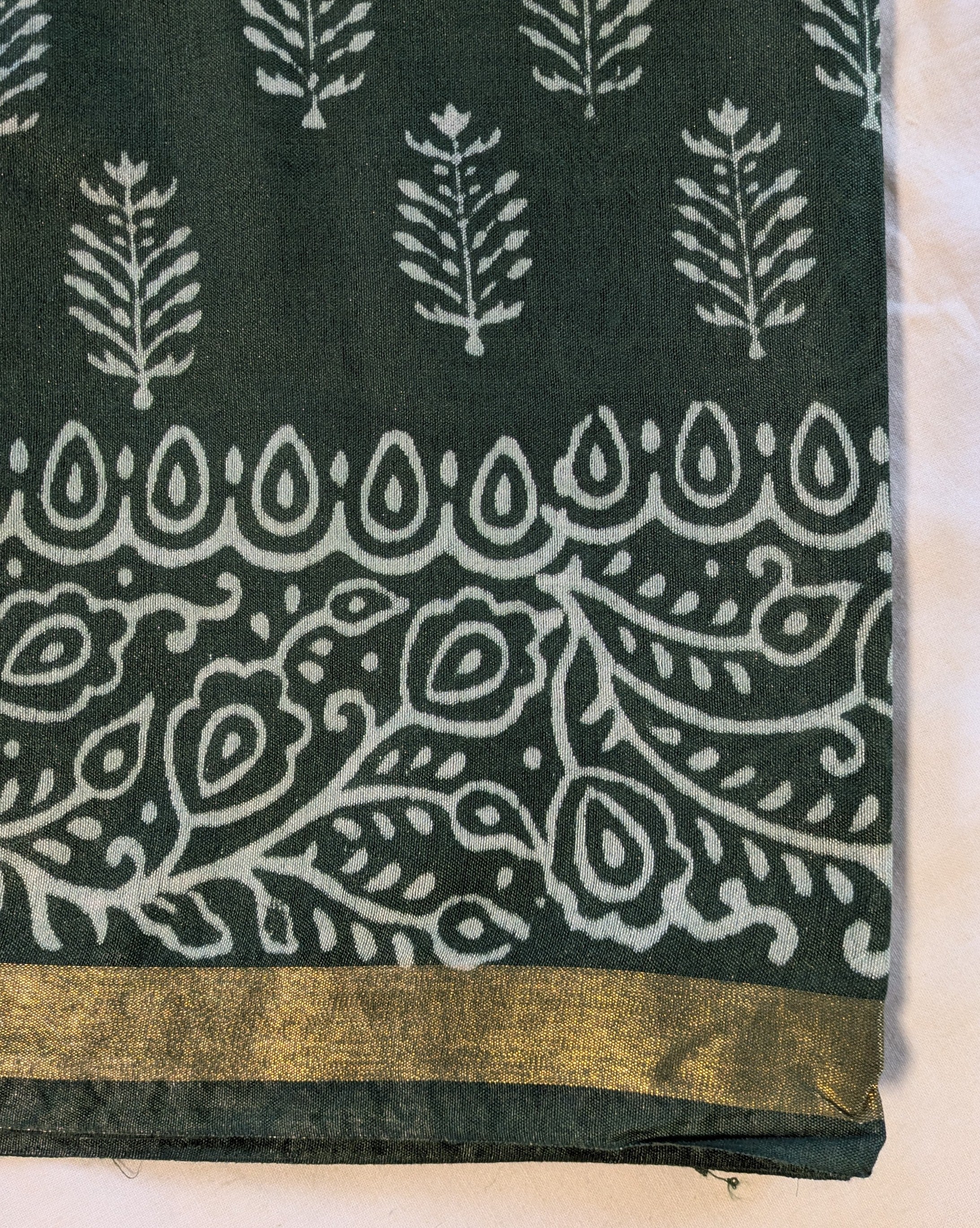Chanderi Block Print Sari with Blouse Piece