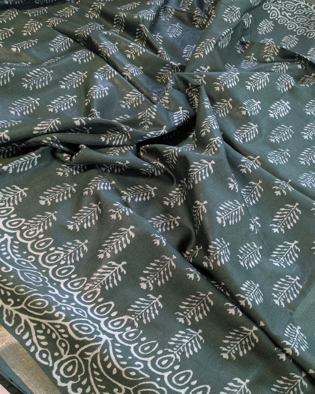 Chanderi Block Print Sari with Blouse Piece