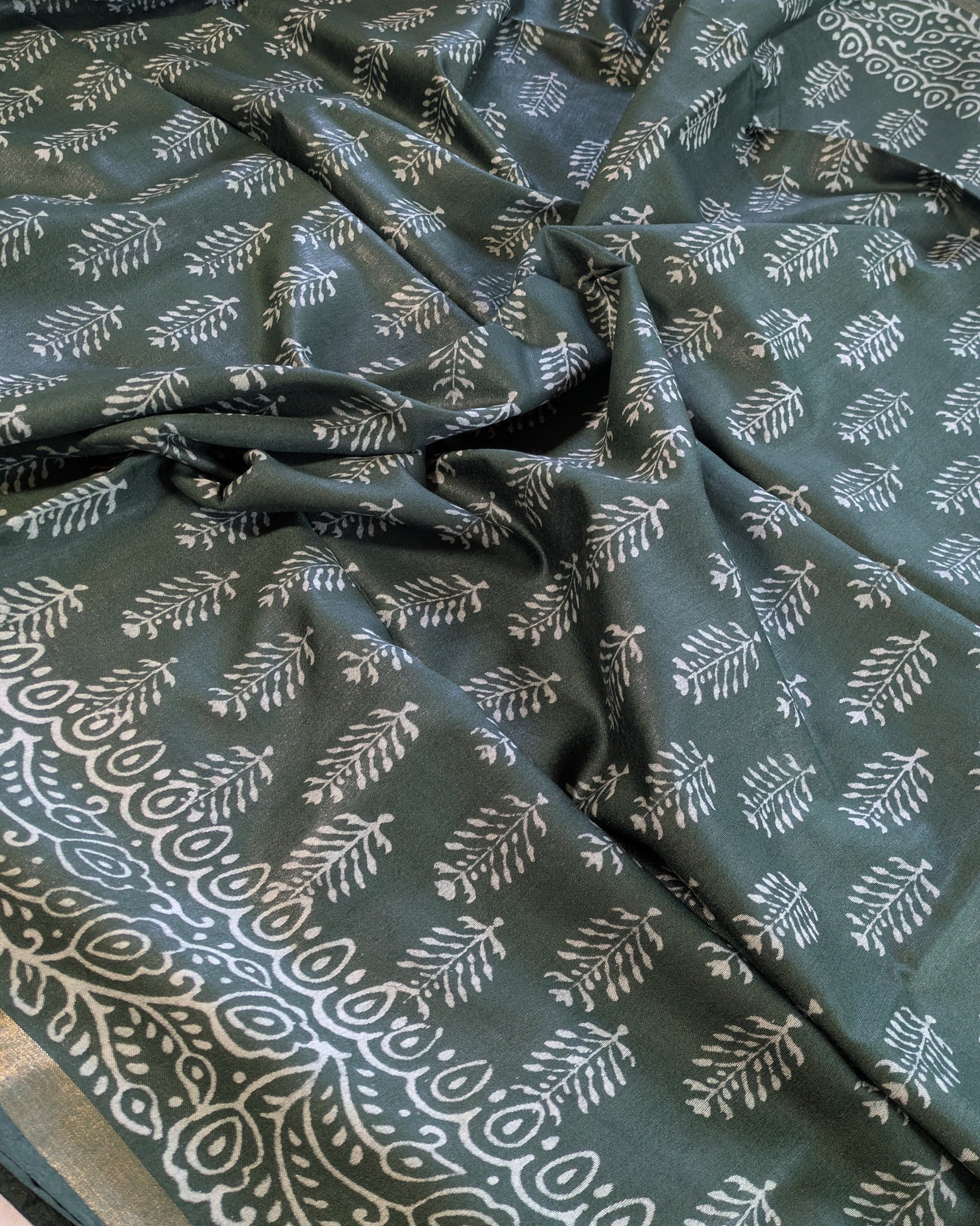 Chanderi Block Print Sari with Blouse Piece