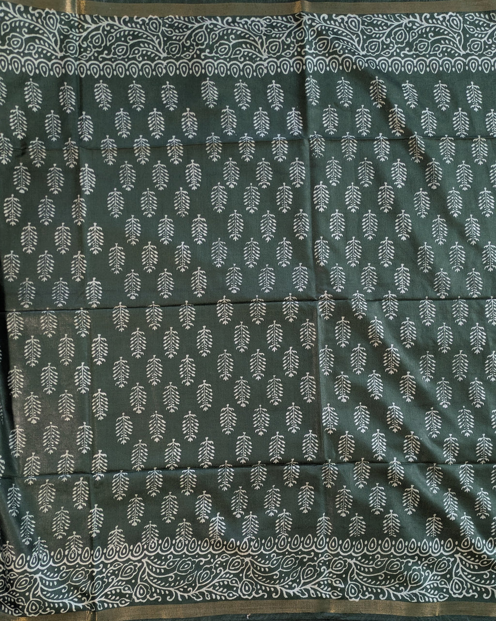 Chanderi Block Print Sari with Blouse Piece