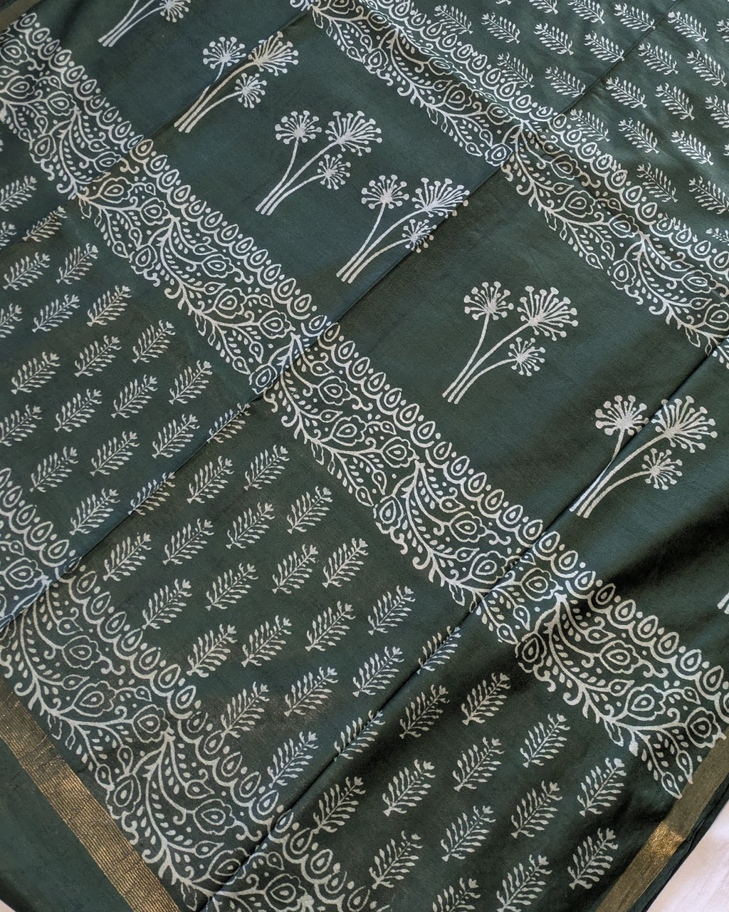 Chanderi Block Print Sari with Blouse Piece